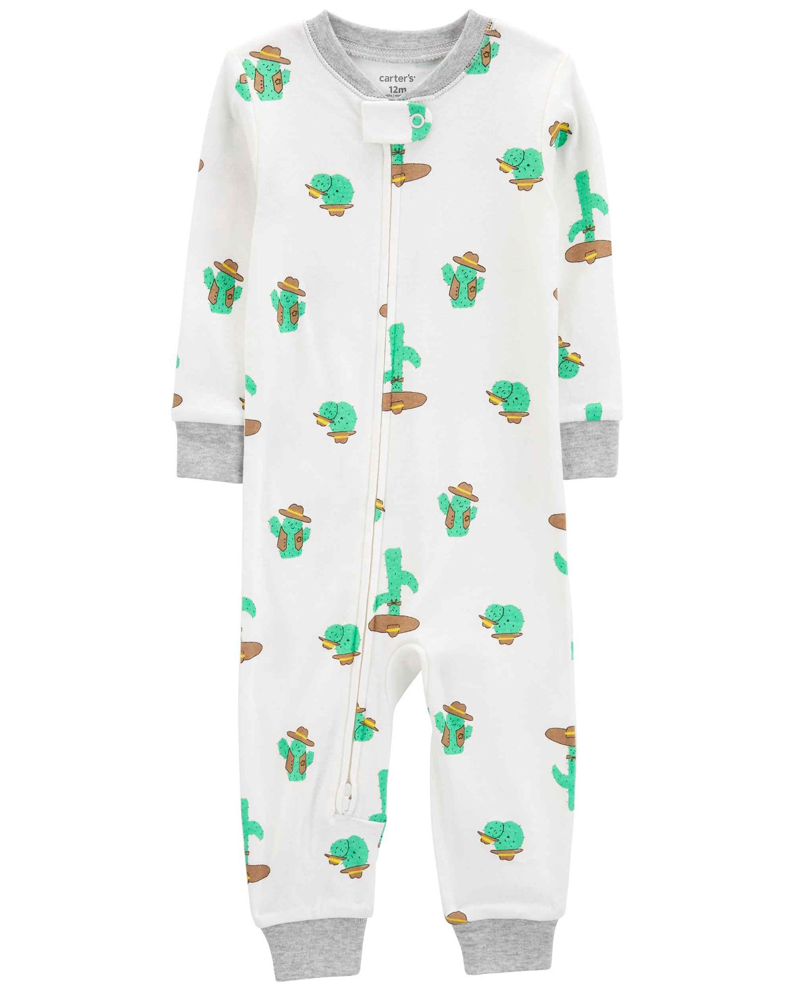 Macacão pijama infantil cacto branco | Carter's