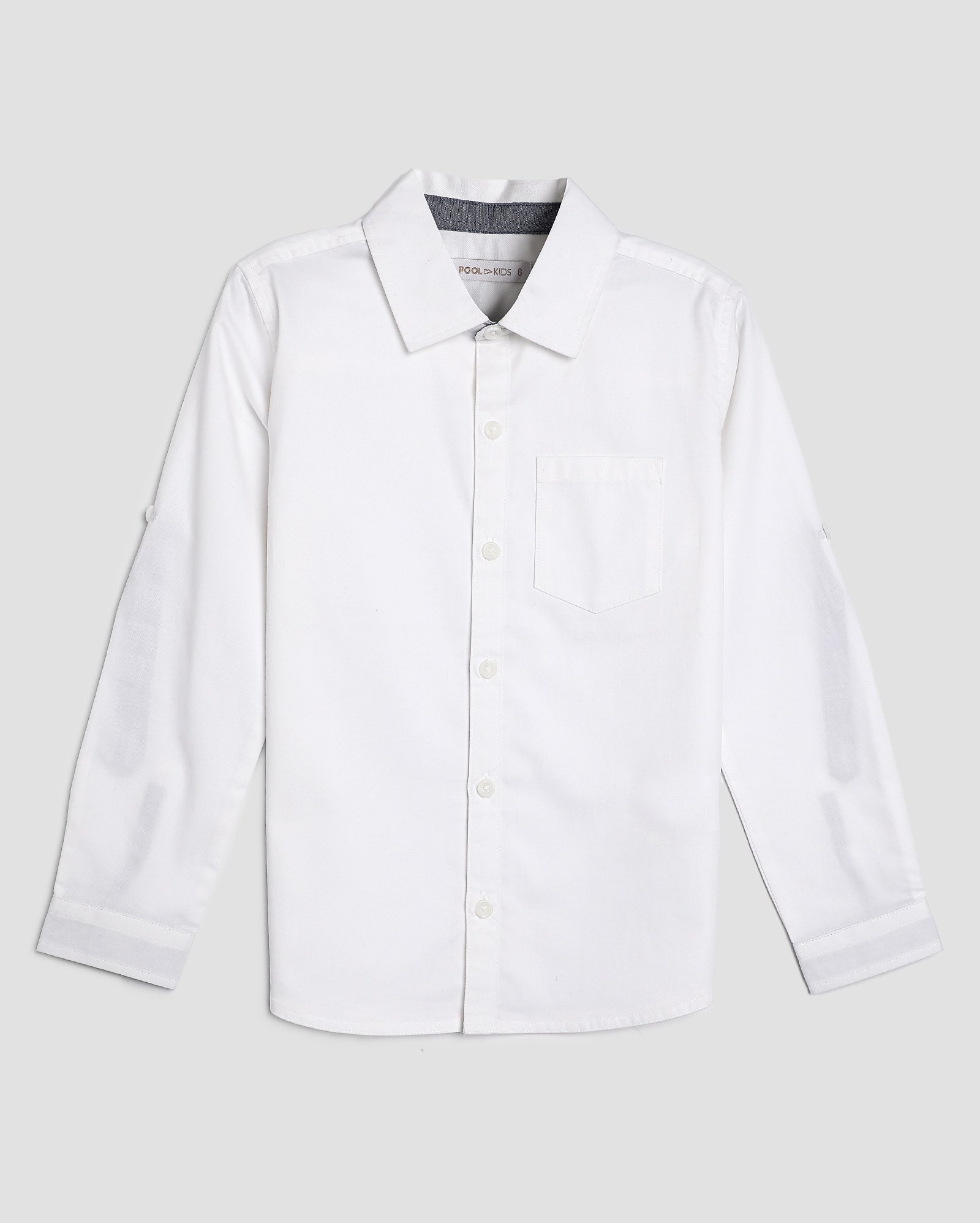 Camisa infantil alfaiatada com bolso 4-10A branca | Pool Kids