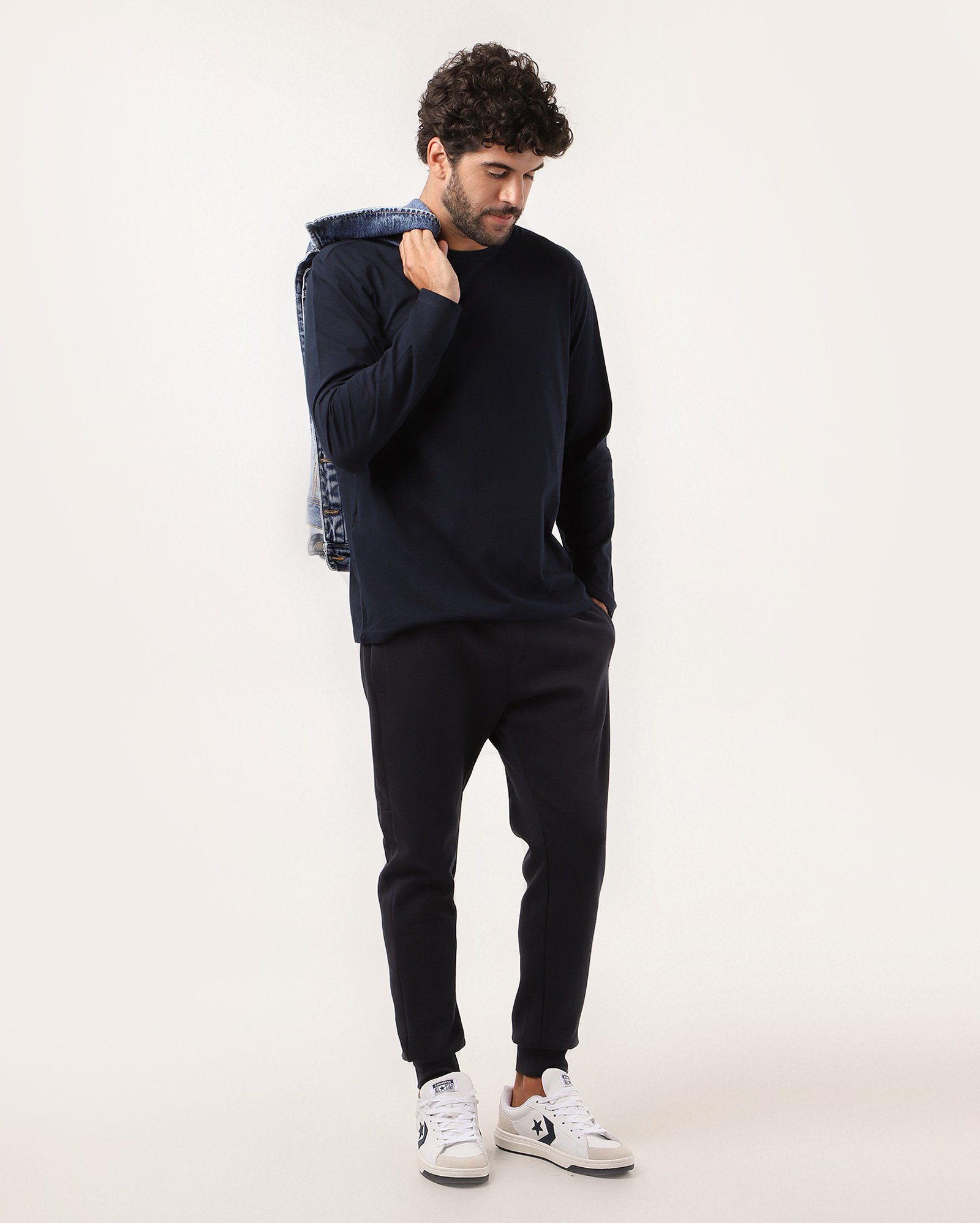 Calça de moletom masculina slim jogger azul | Pool Basics