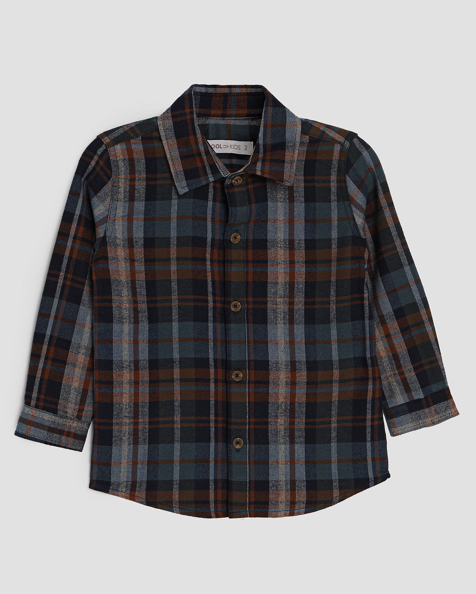 Camisa infantil com bolsos e botões xadrez 1-4A multicor | Pool Kids