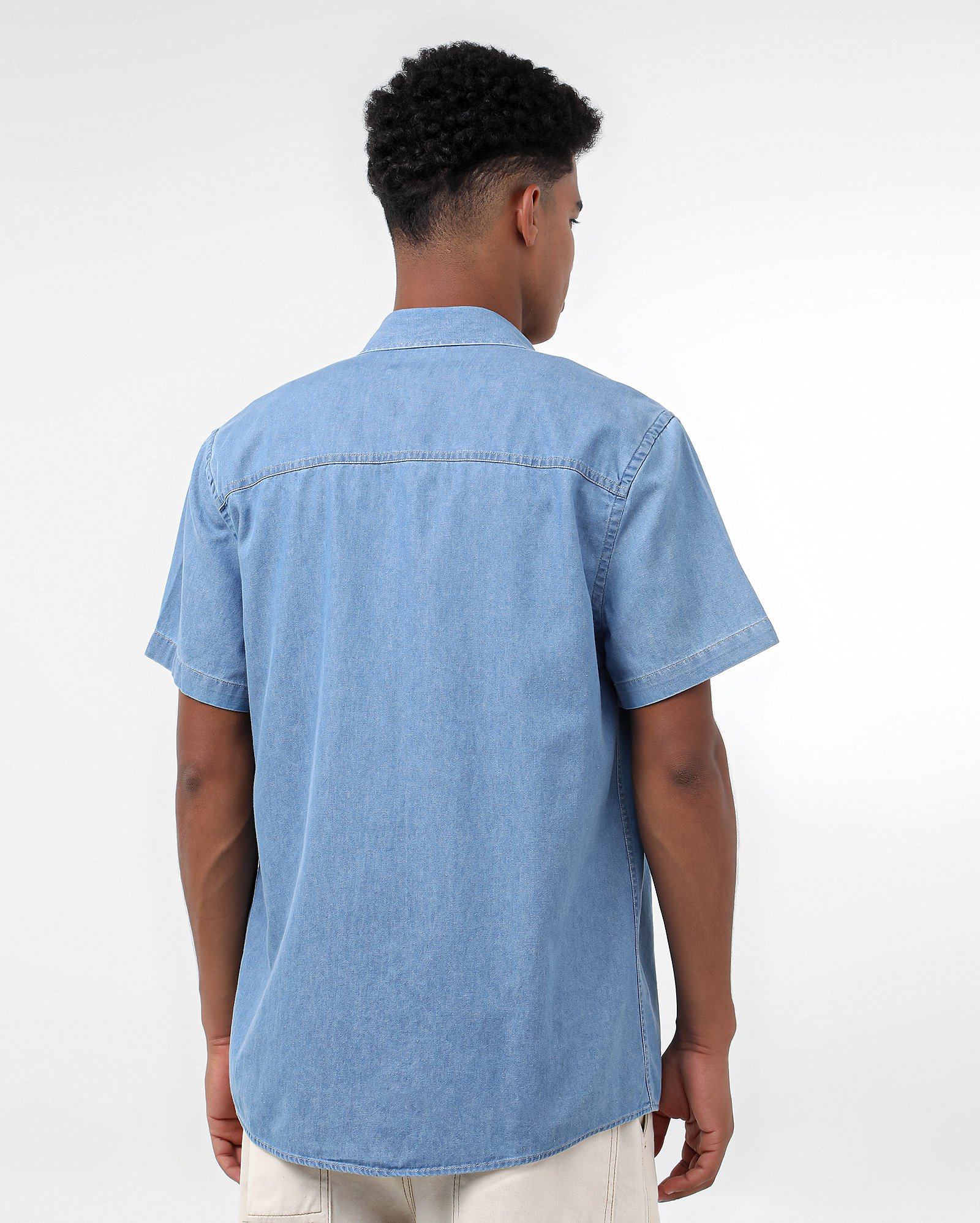 Camisa jeans masculina manga curta denim médio | Pool Jeans