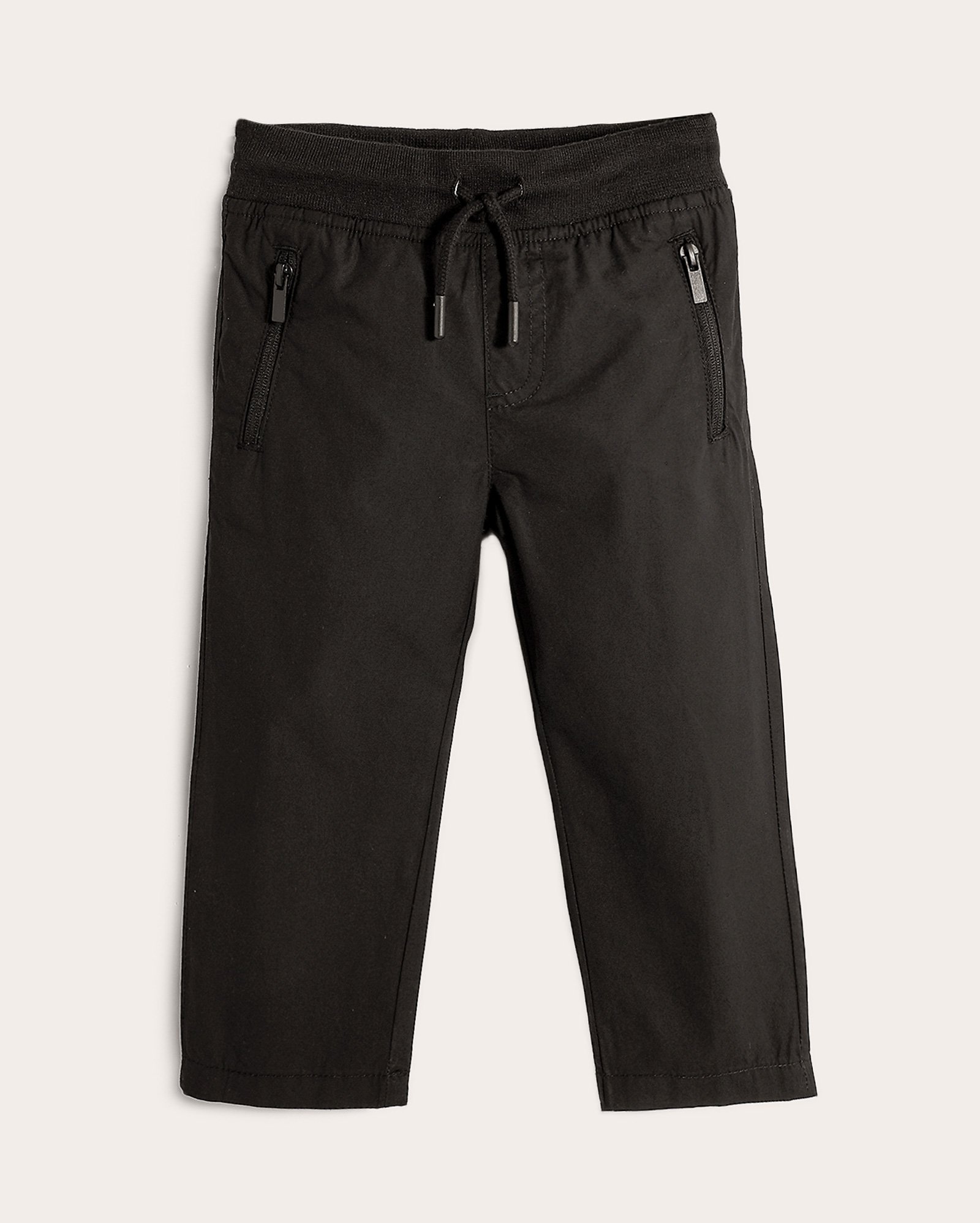 Calça infantil paper touch bolso com zíper 4-10A preta | Pool Kids