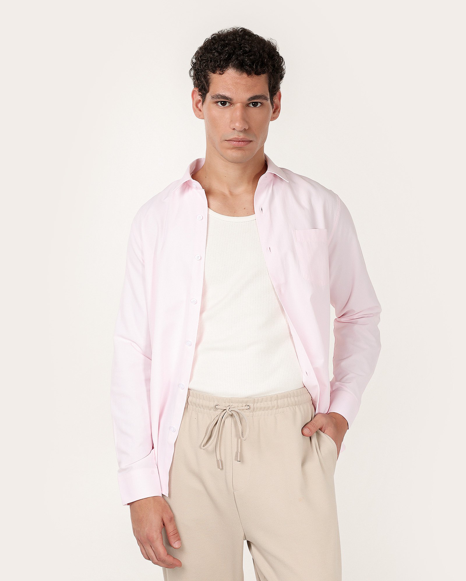 Camisa social masculina regular com bolso - Rosa Claro | Original by Riachuelo