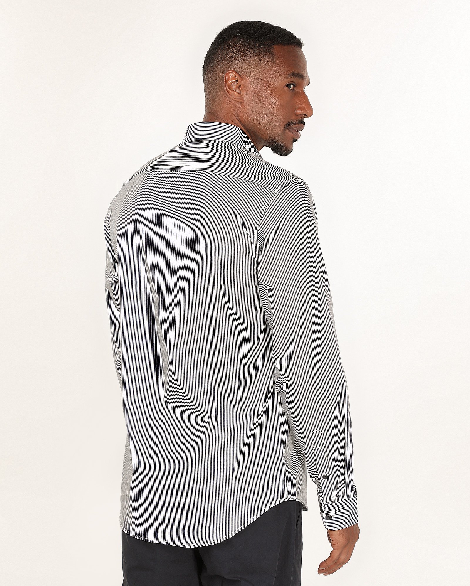Camisa social masculina super slim listrada azul — foto 5