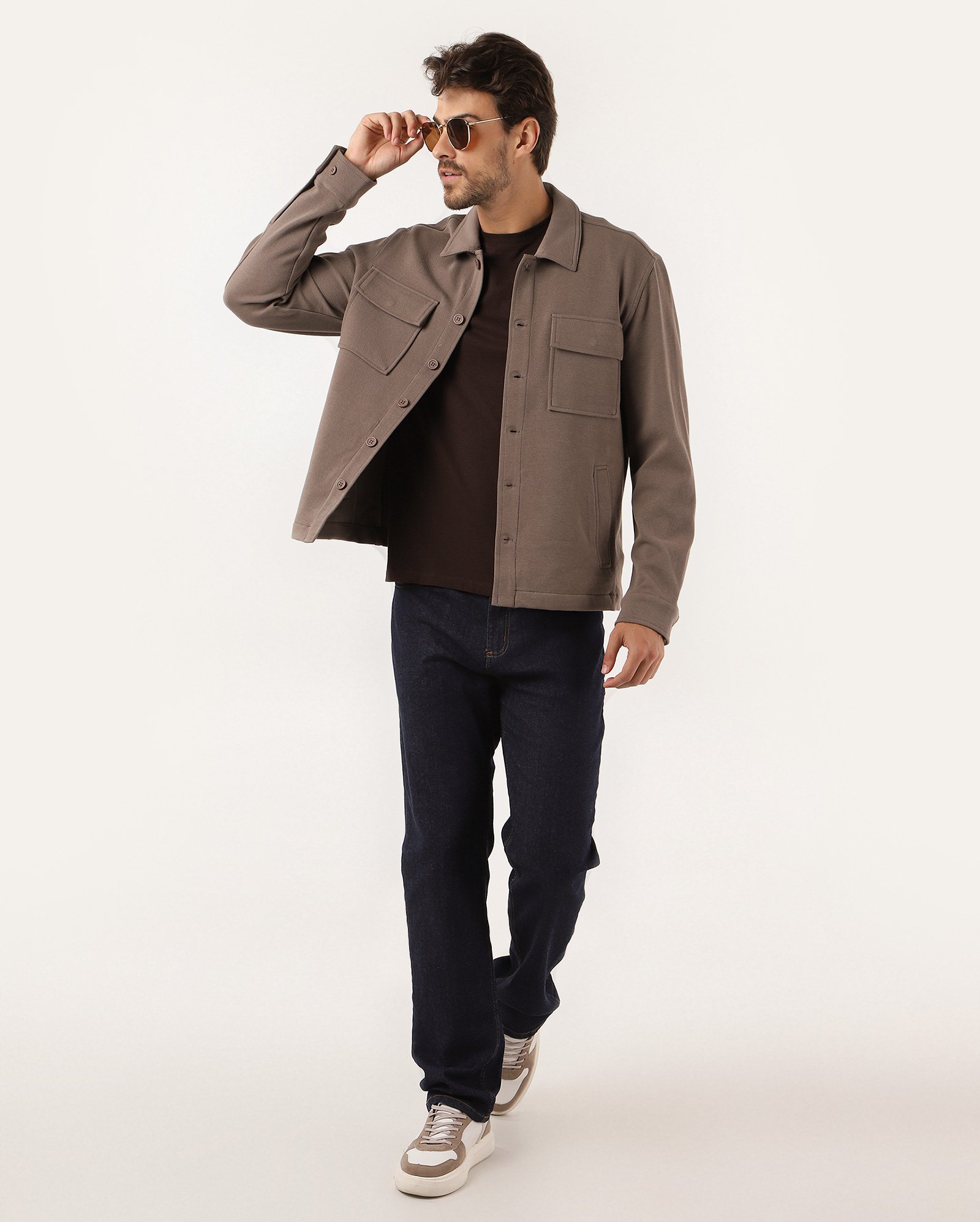 Overshirt masculina sarjada bege | Original by Riachuelo