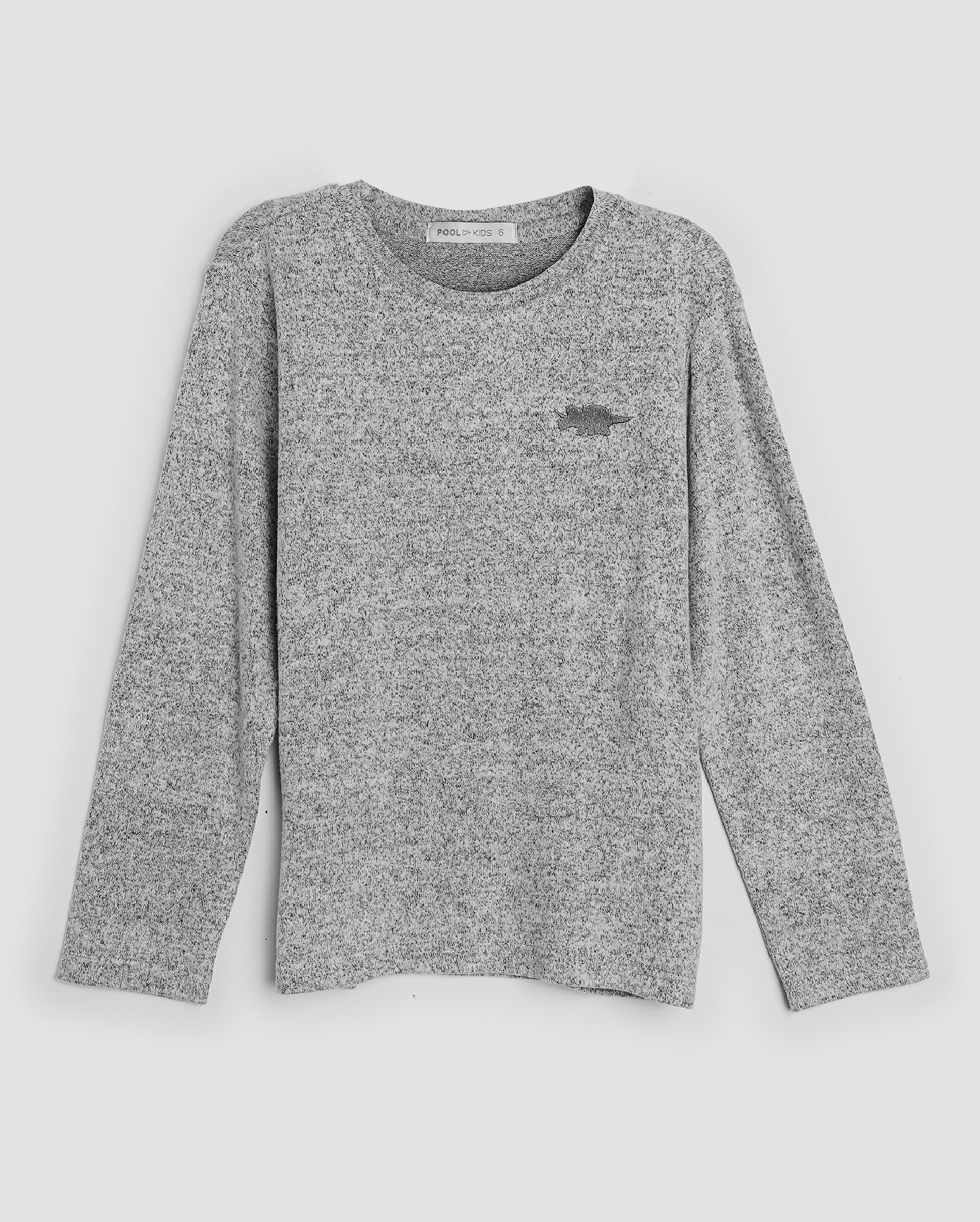 Blusa infantil malha mesclada dinossauro 4-10A cinza | Pool Kids