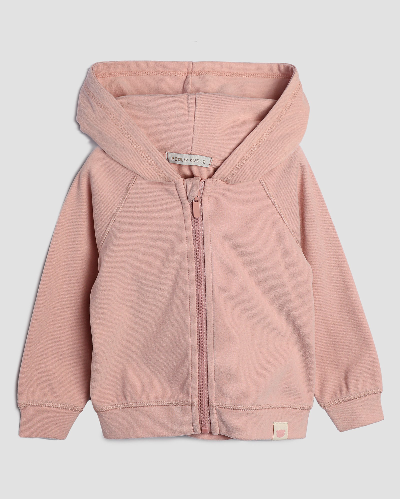 Blusa de moletom infantil com zíper e capuz lisa 1-4A rosa | Pool Kids