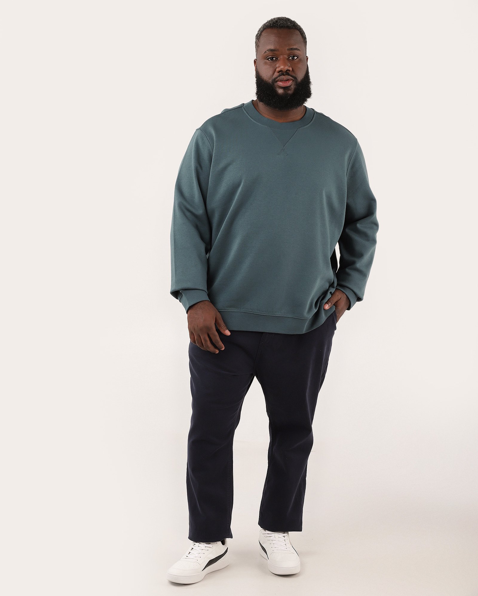 Blusa de moletom plus size masculina fechada - Azul Escuro | Original Plus by Riachuelo