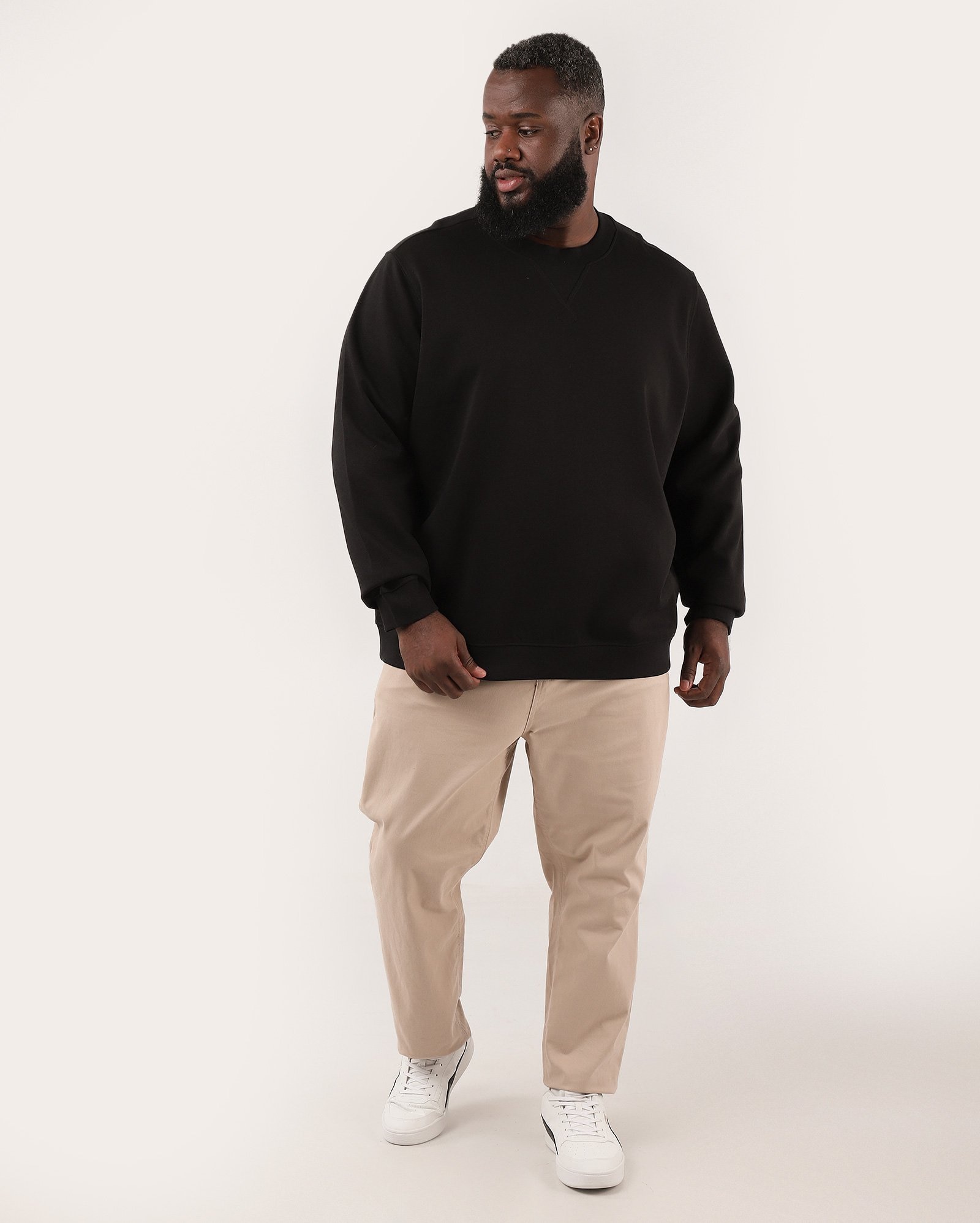 Blusa de moletom plus size masculina fechada preta | Original Plus by Riachuelo