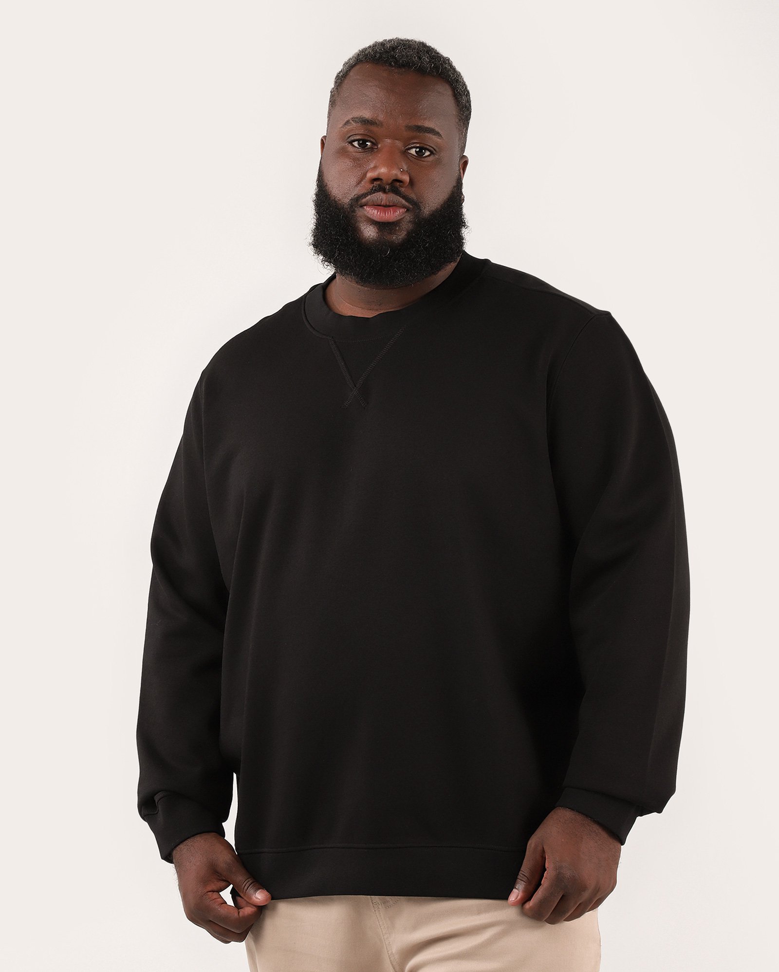 Blusa de moletom plus size masculina fechada preta | Original Plus by Riachuelo