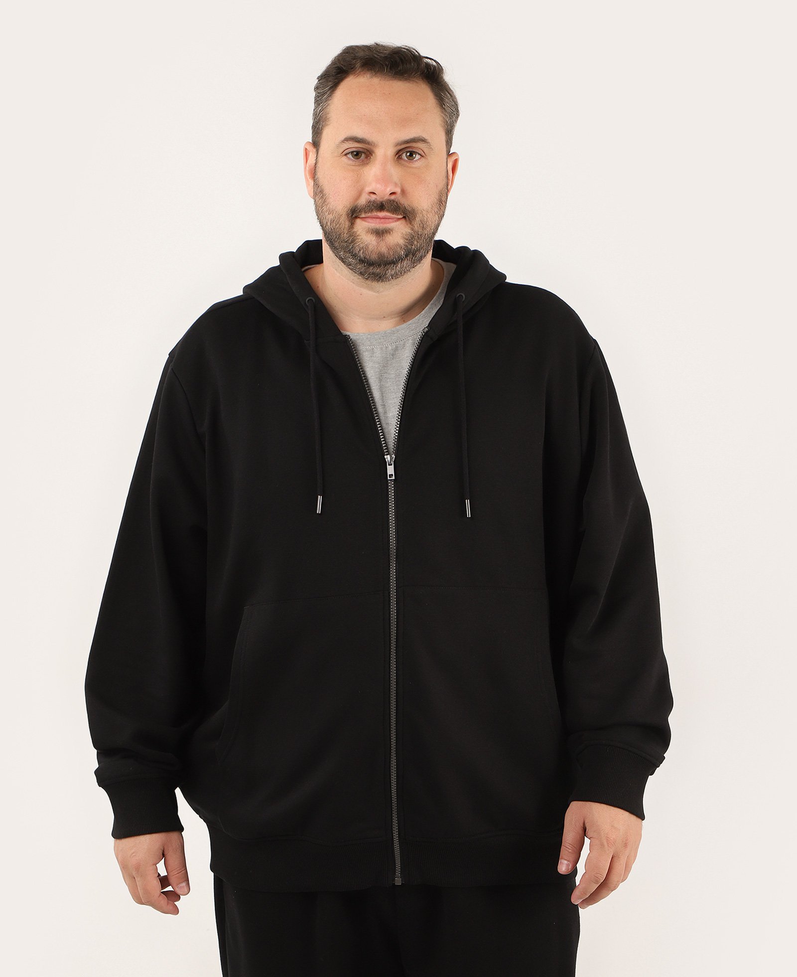 Blusa de moletom plus size masculina com zíper e capuz - Preto | Original Plus by Riachuelo