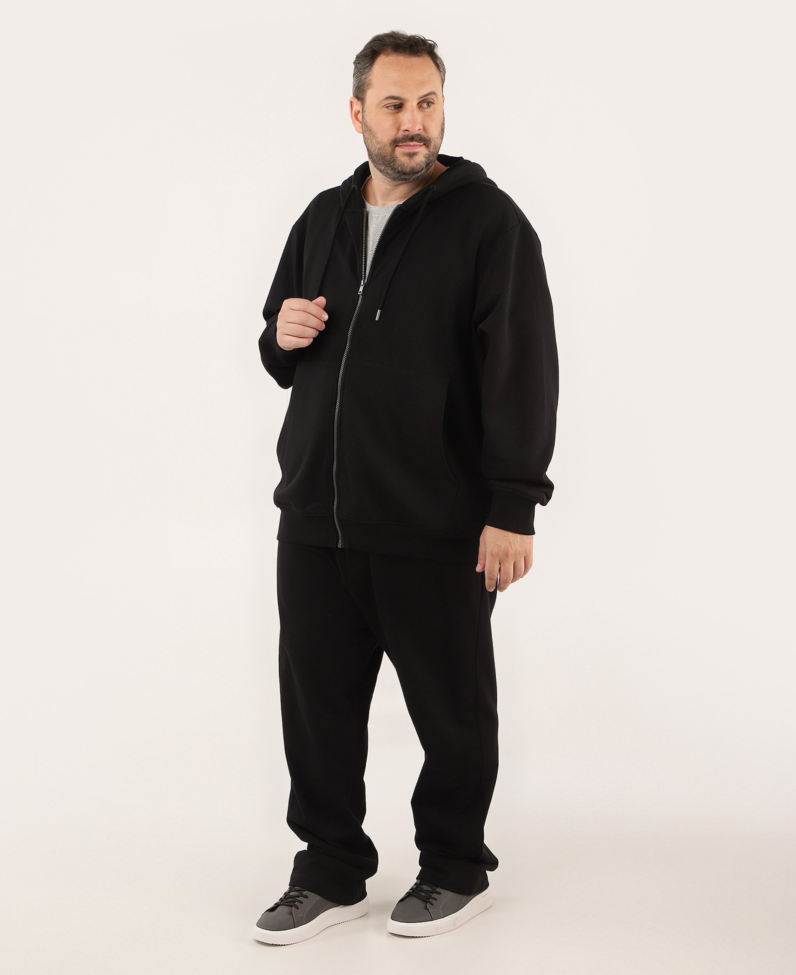 Blusa de moletom plus size masculina com zíper e capuz - Preto | Original Plus by Riachuelo