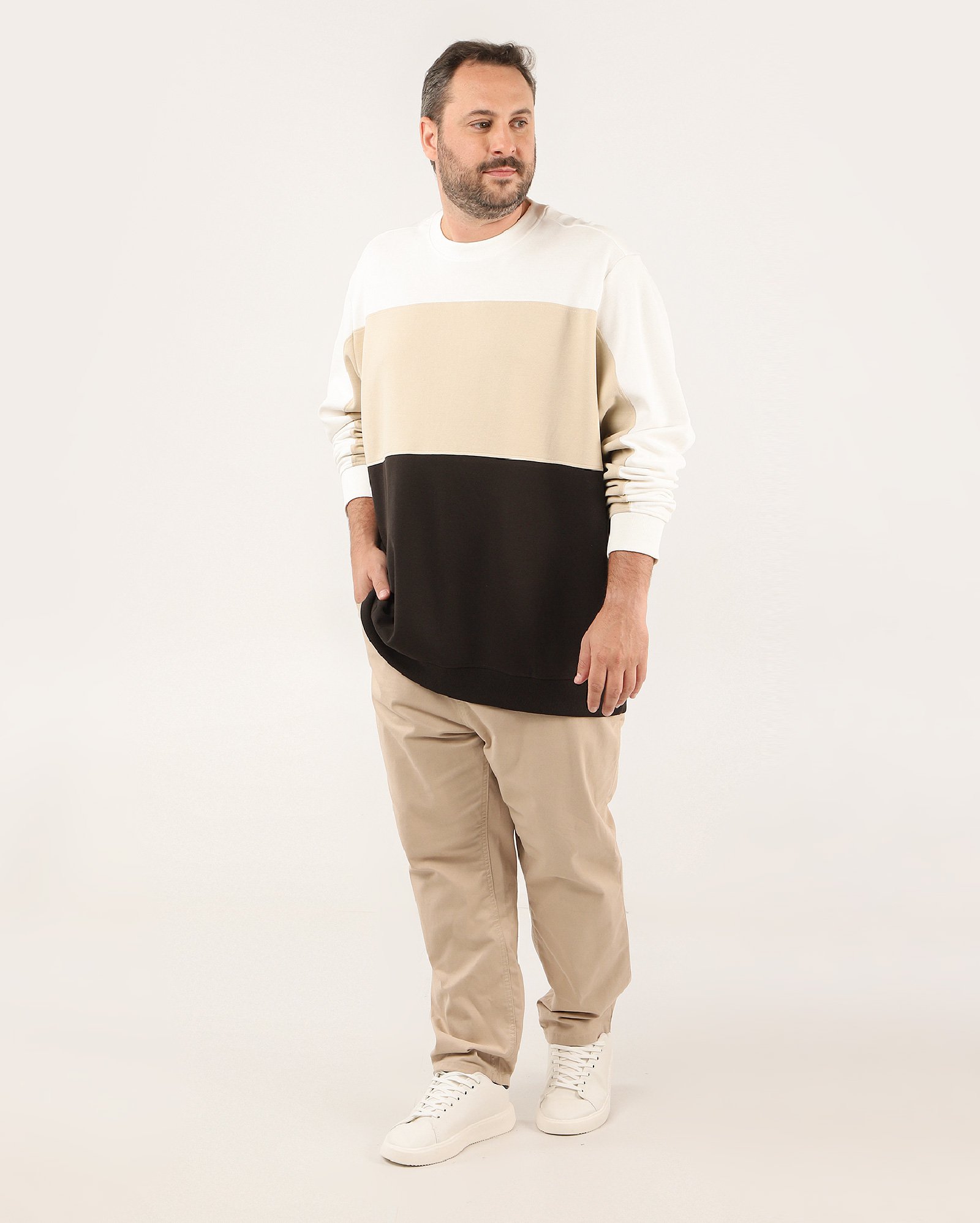 Blusa de moletom plus size masculina listras multicor | Original Plus by Riachuelo