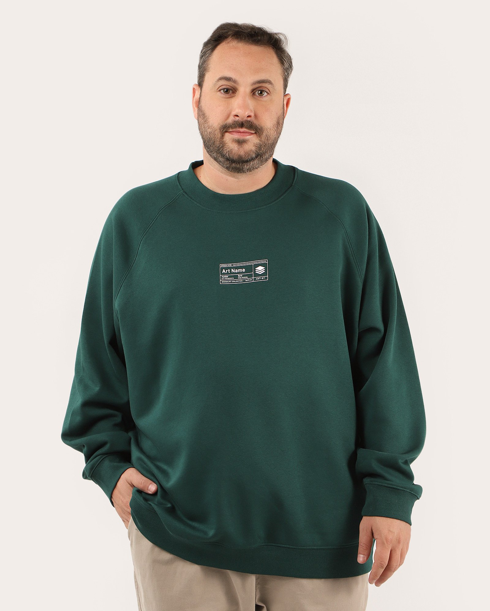 Blusa de moletom plus size masculina art name verde | Original Plus by Riachuelo