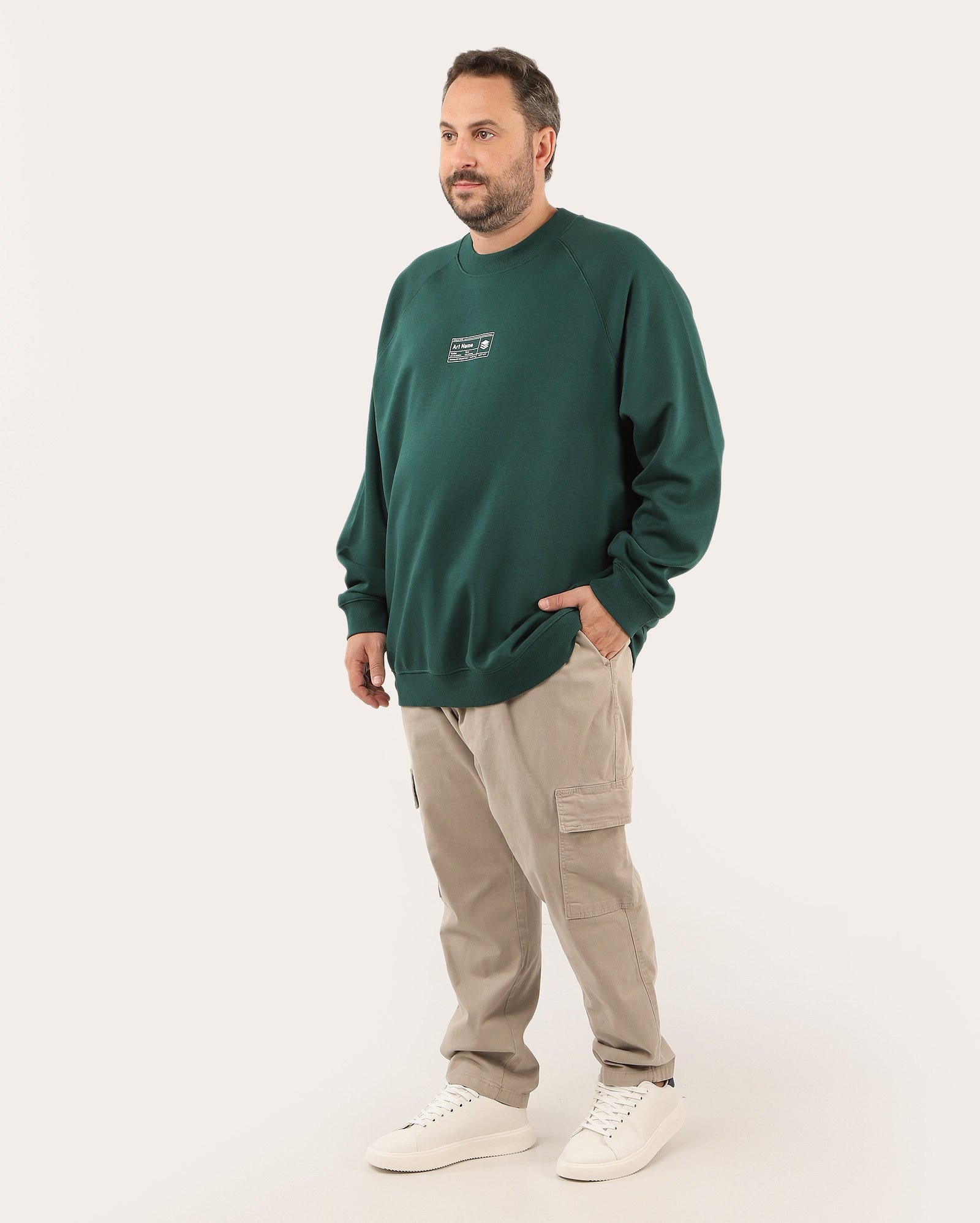 Blusa de moletom plus size masculina art name verde | Original Plus by Riachuelo