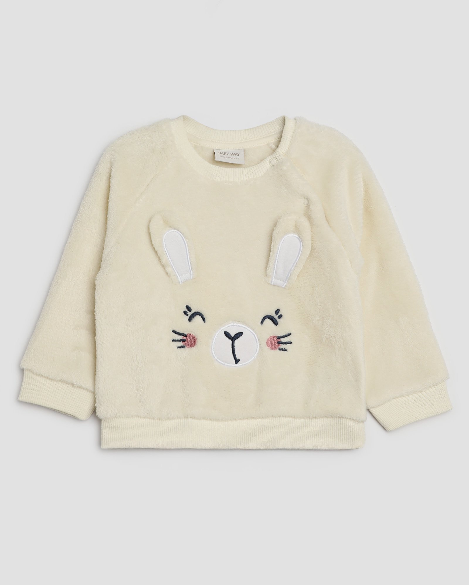Suéter bebê raglan fleece coelhinho interativo bege | Baby Way