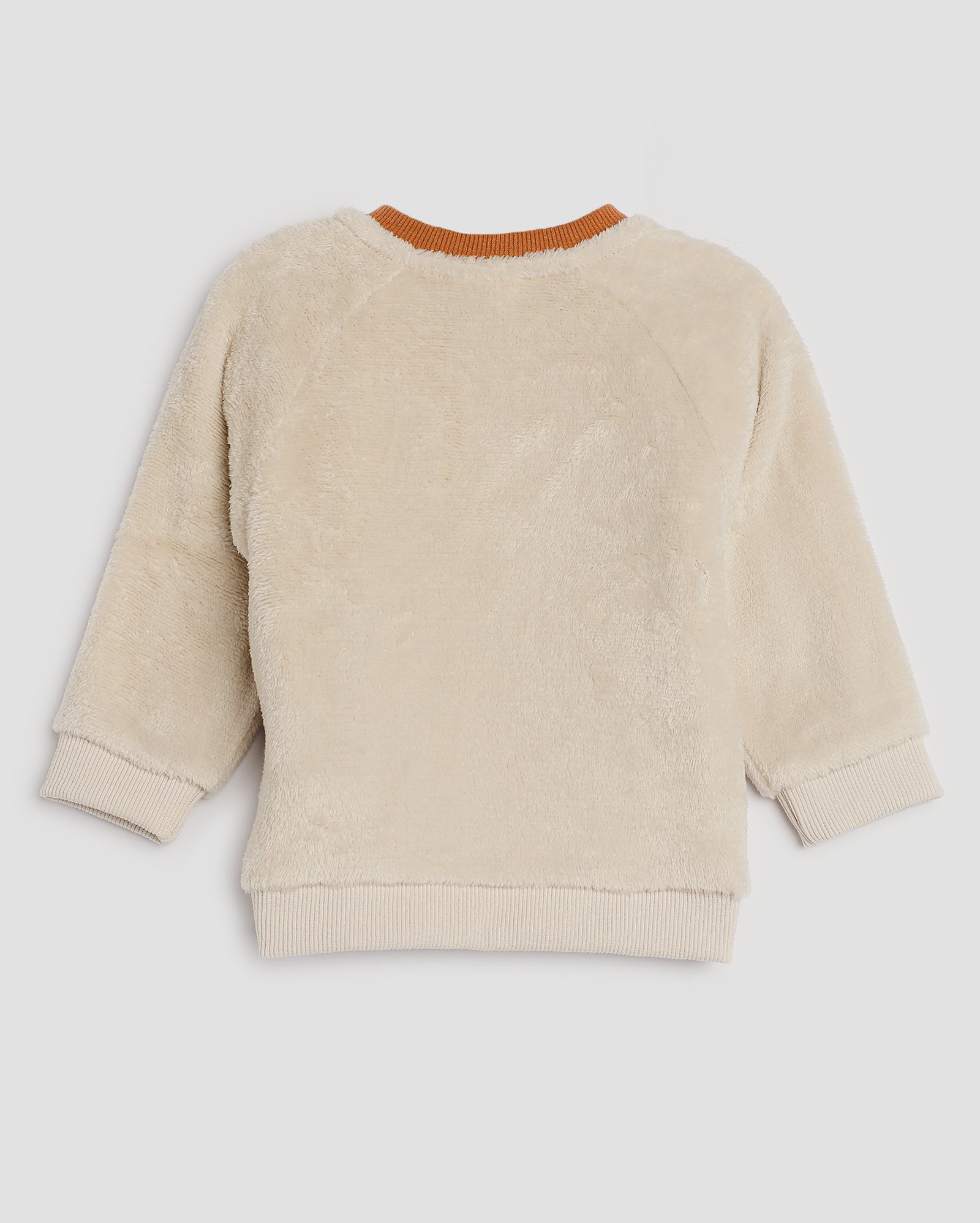 Blusa bebê raglan fleece castor com orelinhas bege | Baby Way