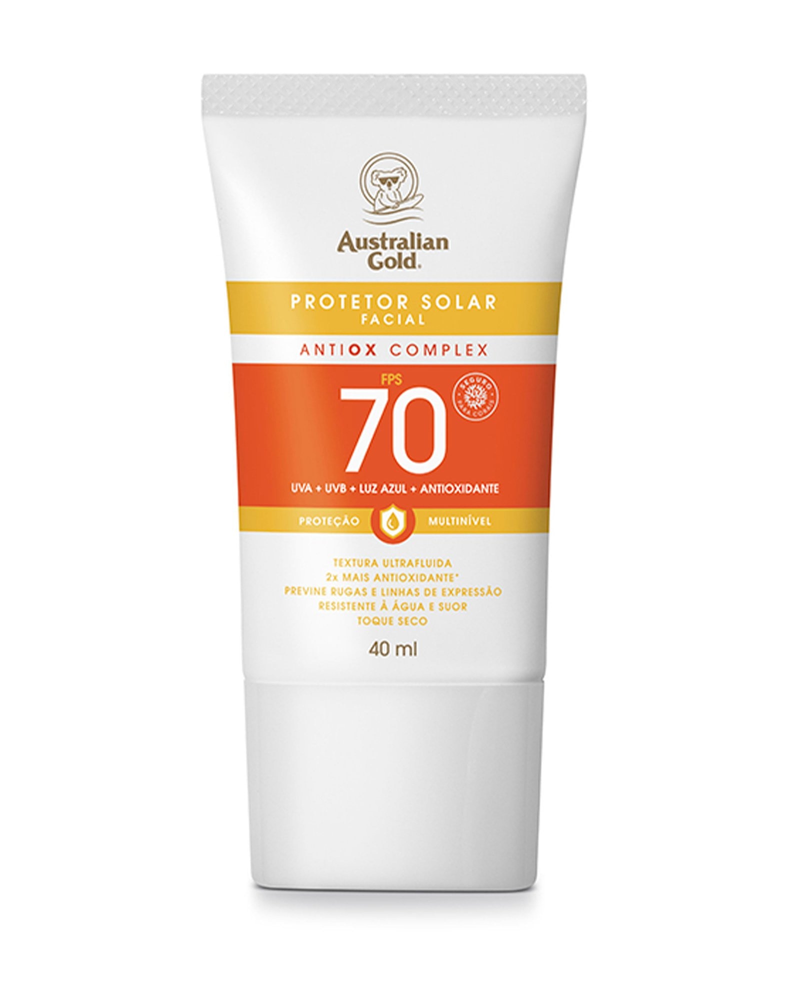 Protetor solar facial Antiox ultra fluido FPS 70 40ml | Australian Gold