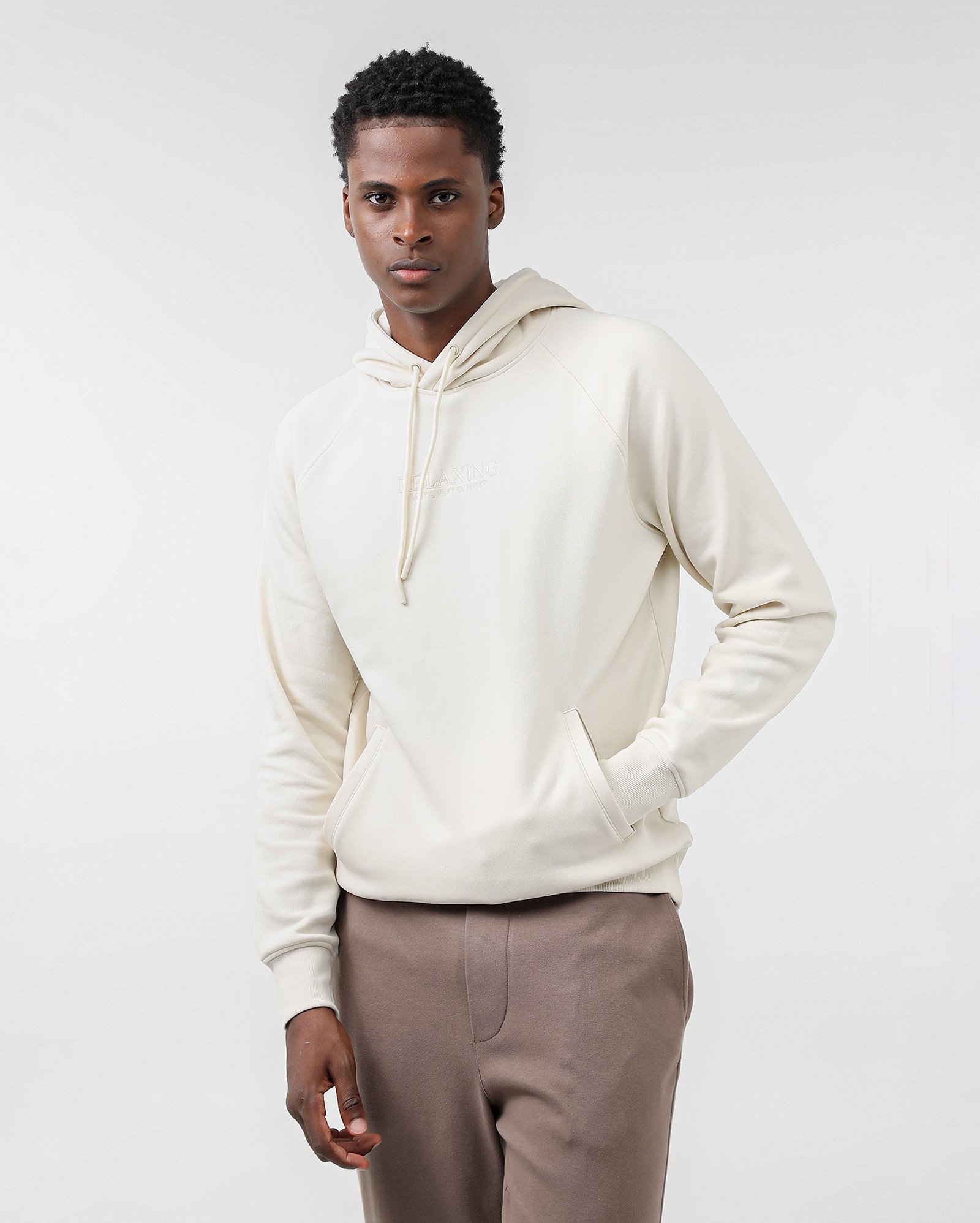 Blusa de moletom masculina capuz relaxing bege | Pool
