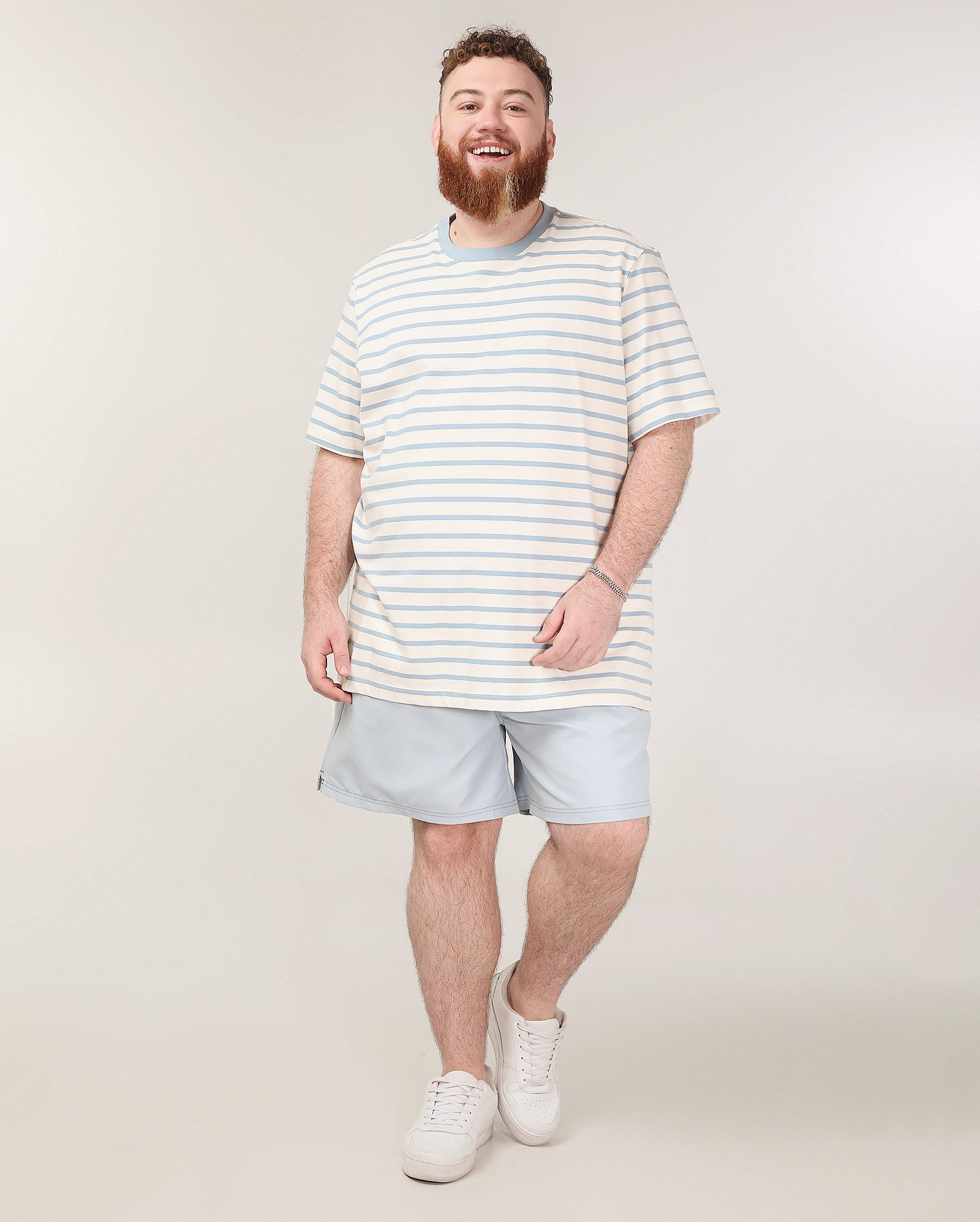 Bermuda plus size masculina padrão color block - Azul Claro
