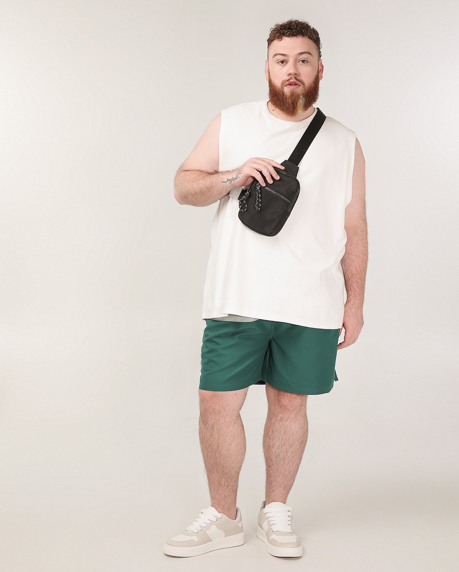 Bermuda plus size masculina padrão color block - Verde Escuro