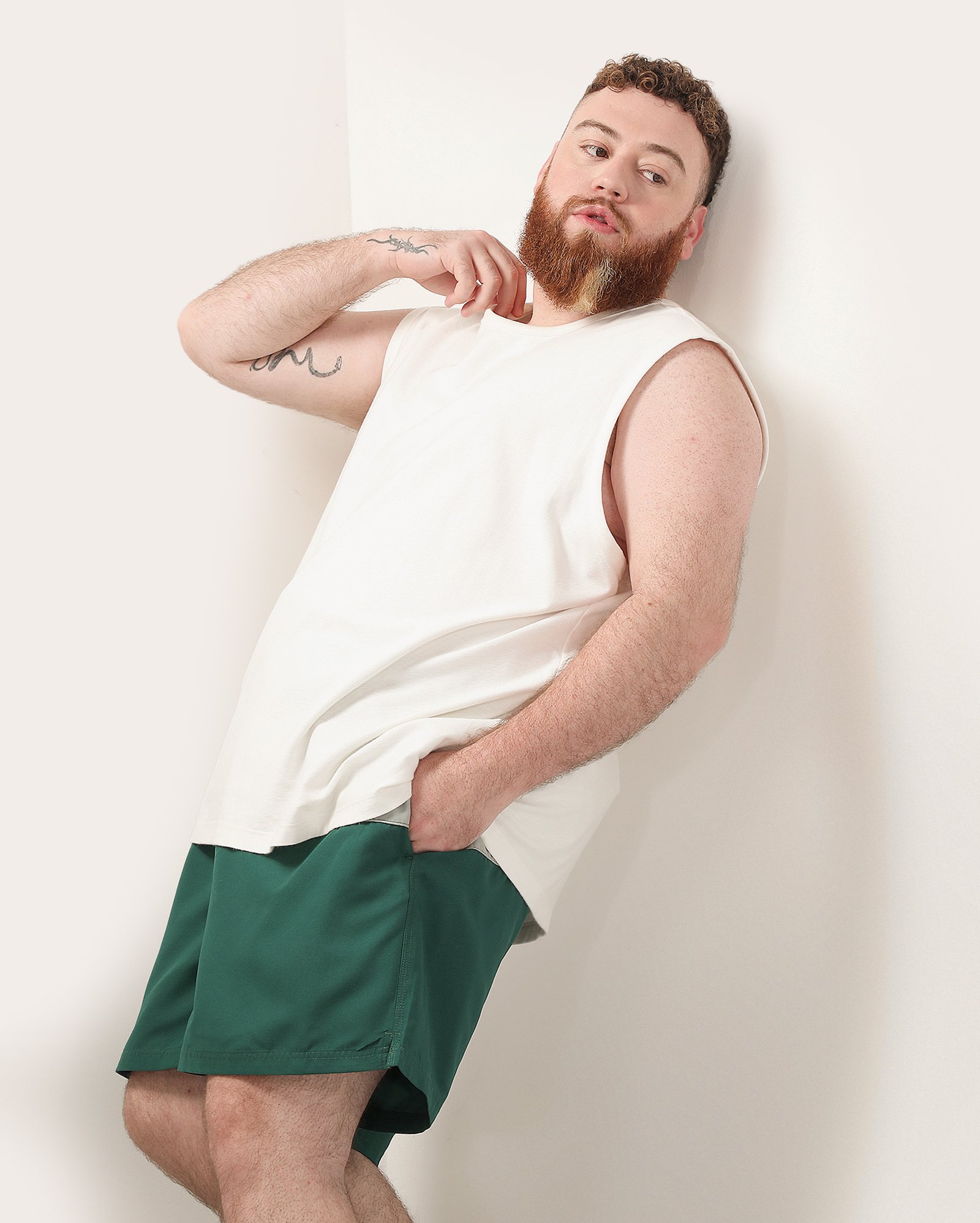 Bermuda plus size masculina padrão color block - Verde Escuro