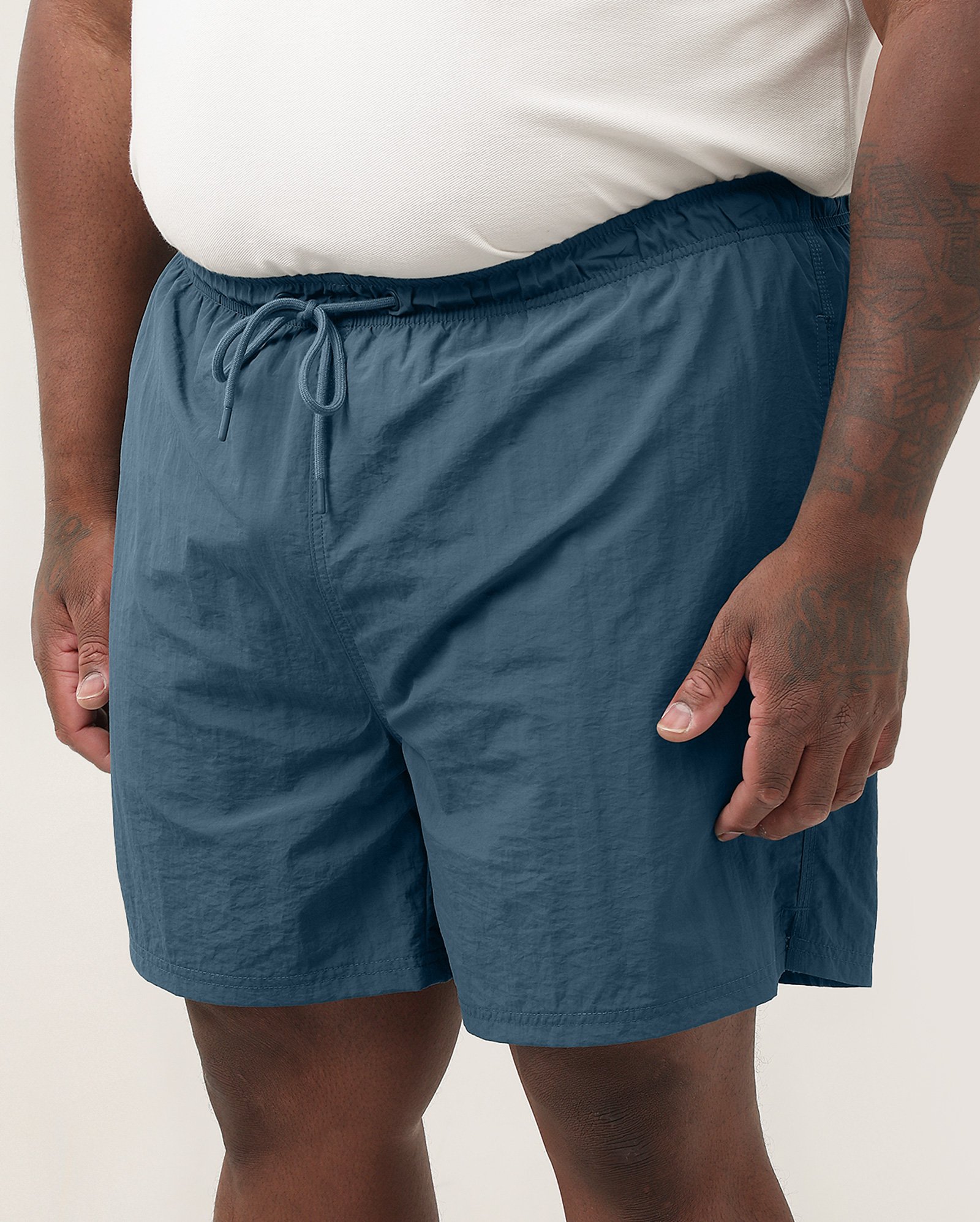 Bermuda plus size masculina cós elástico lisa - Azul Escuro