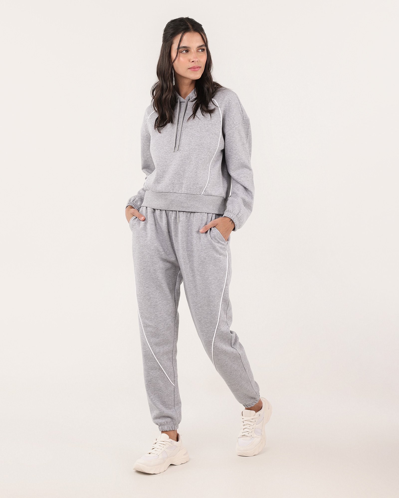 Blusa de moletom feminina com felpa - Cinza Claro Mescla | BodyWork by Riachuelo