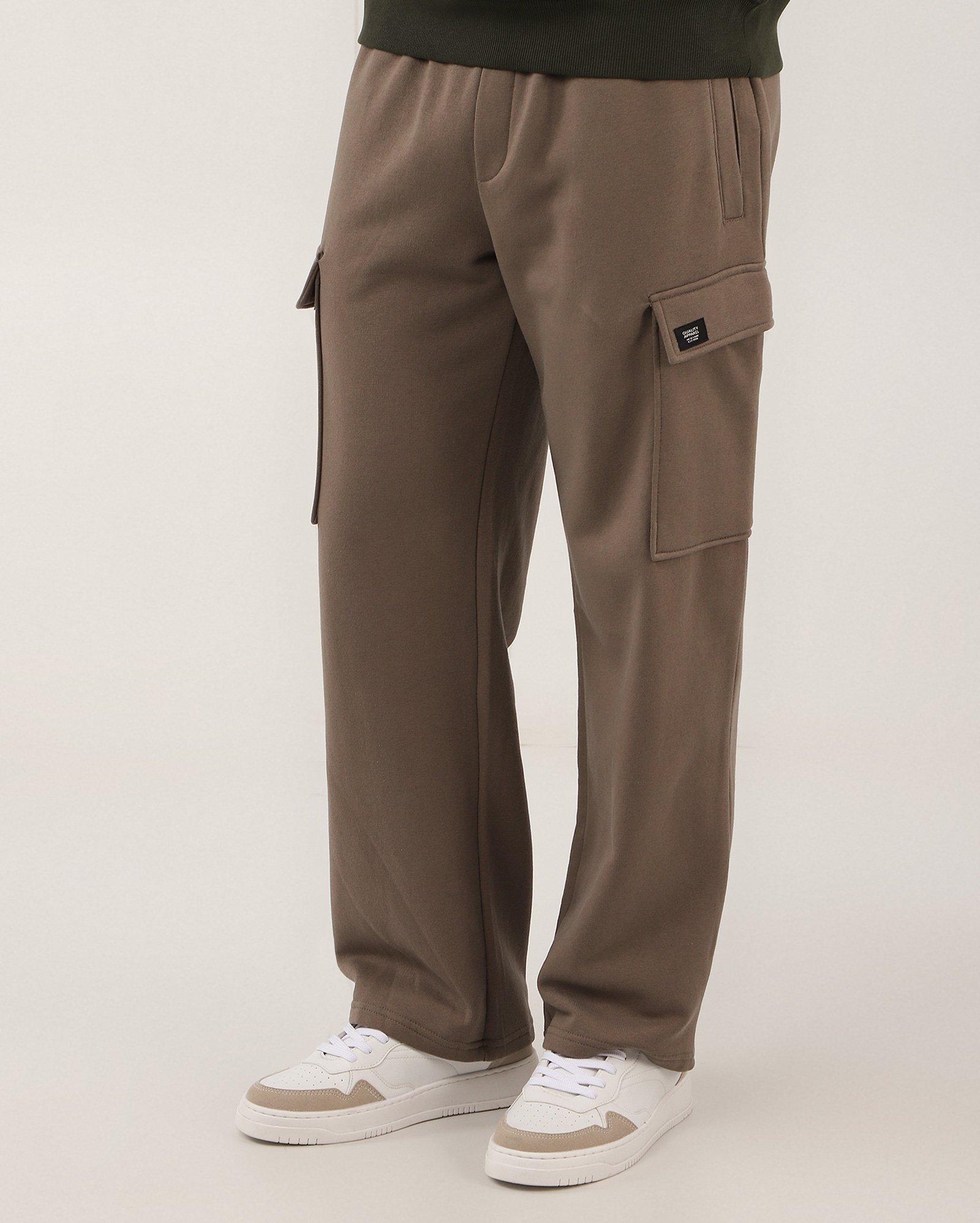 Calça de moletom masculina wide leg cargo com felpa | Pool