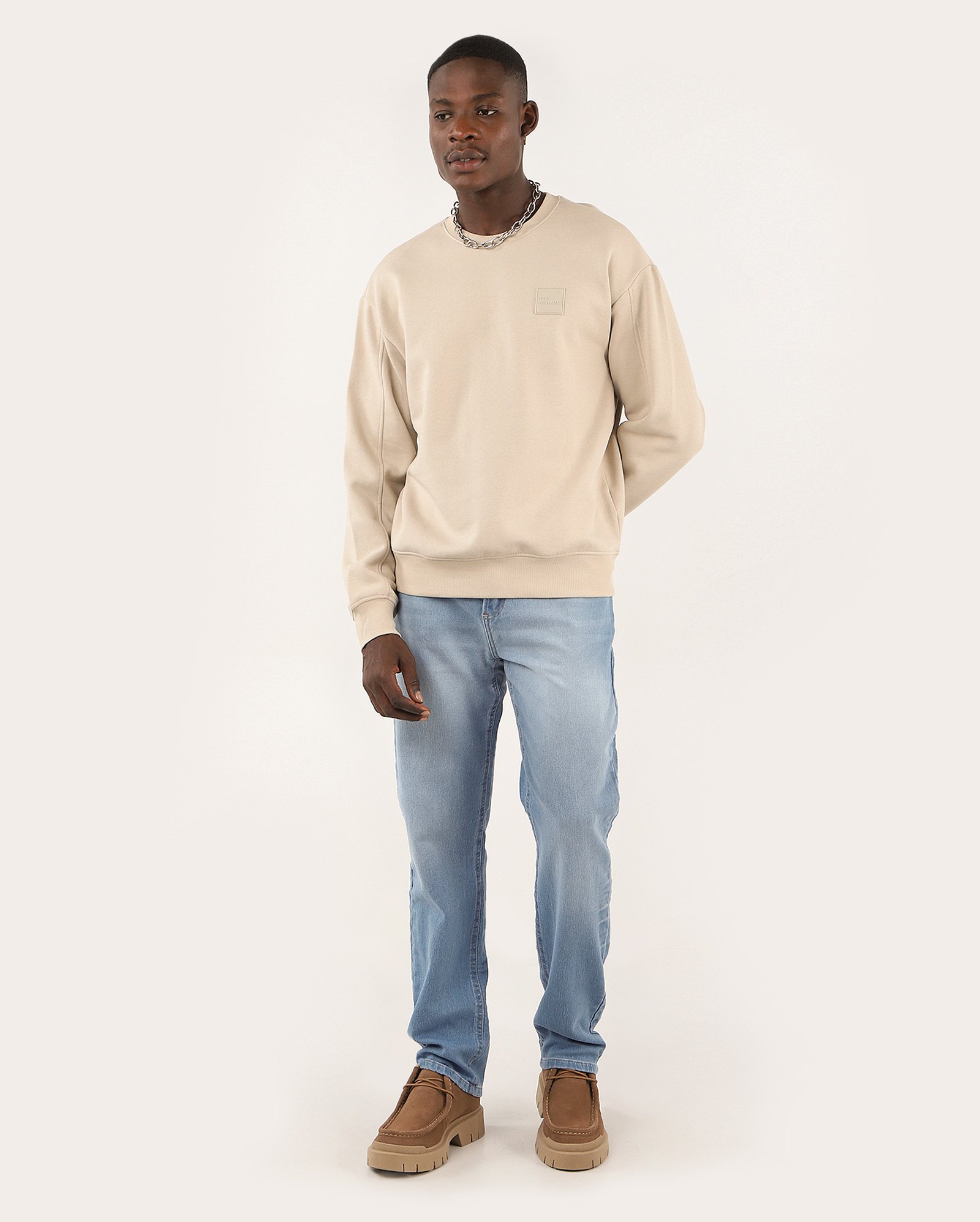 Blusa de moletom masculina regular com felpa - Bege Claro | Pool