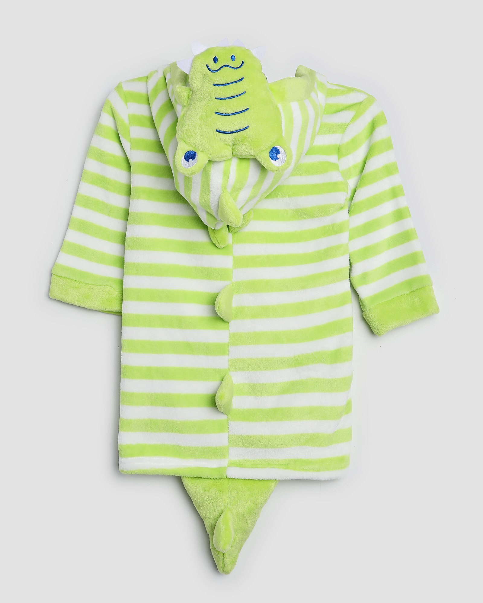 Roupão infantil de fleece listrado jacaré com capuz verde | Accessori by Riachuelo