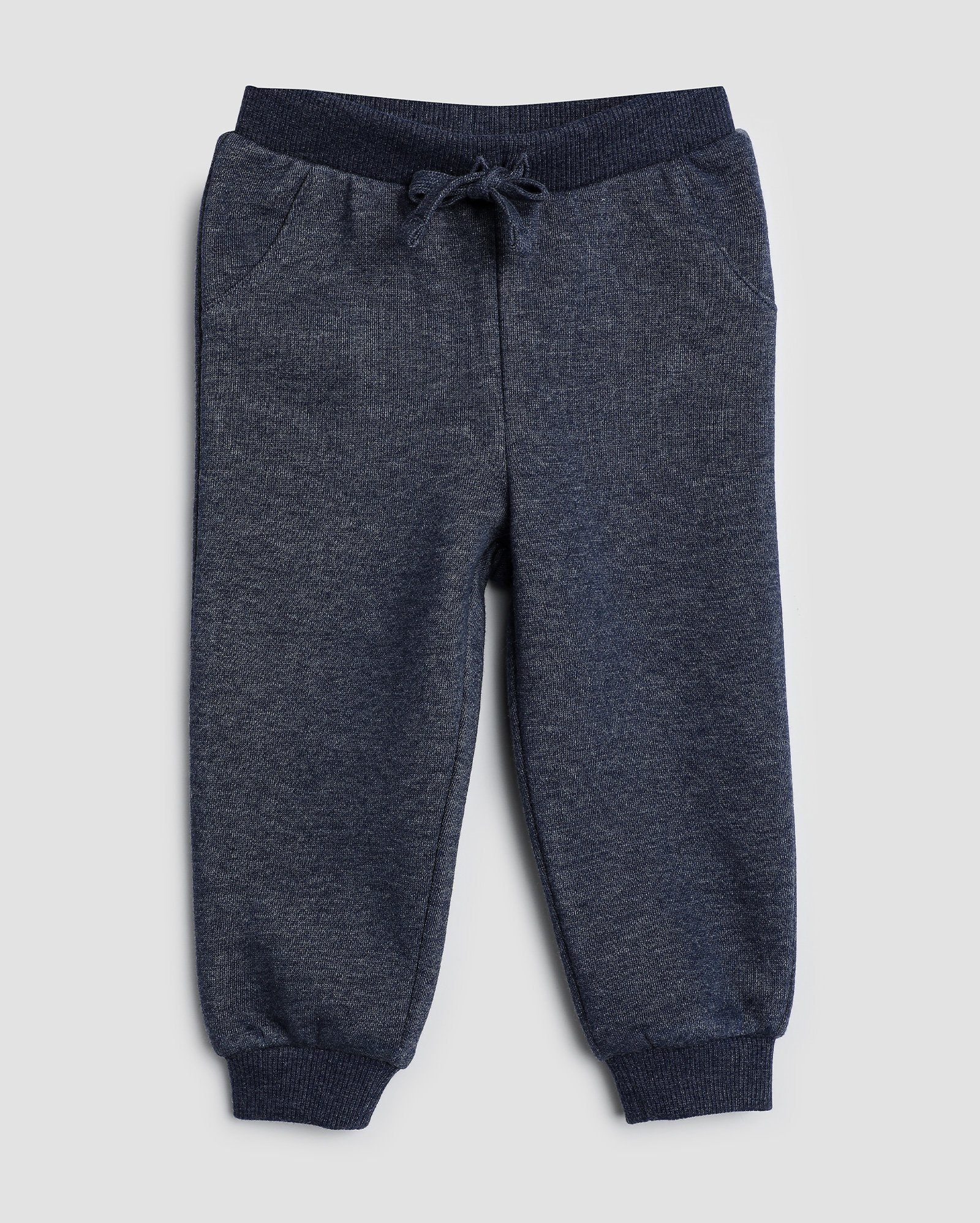 Calça de moletom bebê jogger com felpa e cordão - Azul Escuro | Baby Way