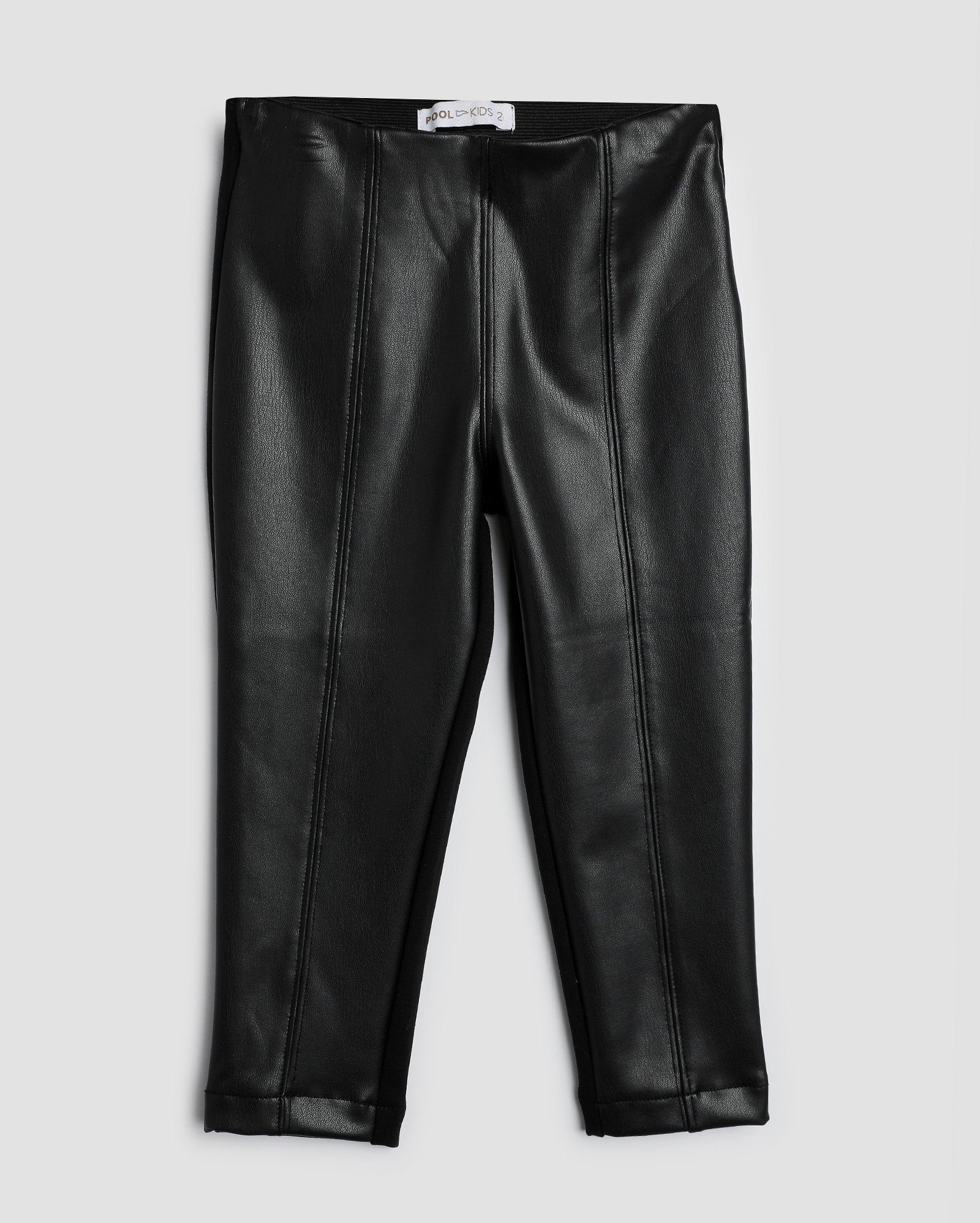 Calça infantil legging de poliuretano com nervura 4-10A preta | Pool Kids