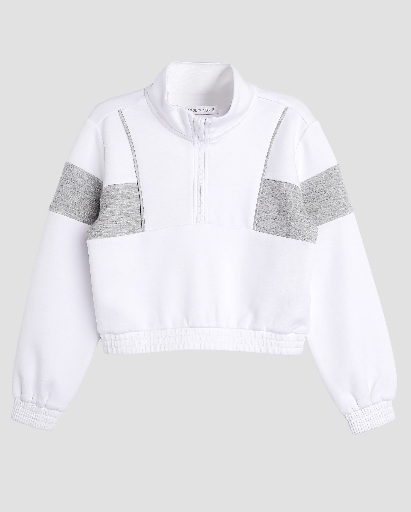 Blusa de moletom infantil com zíper mescla 4-10A branca