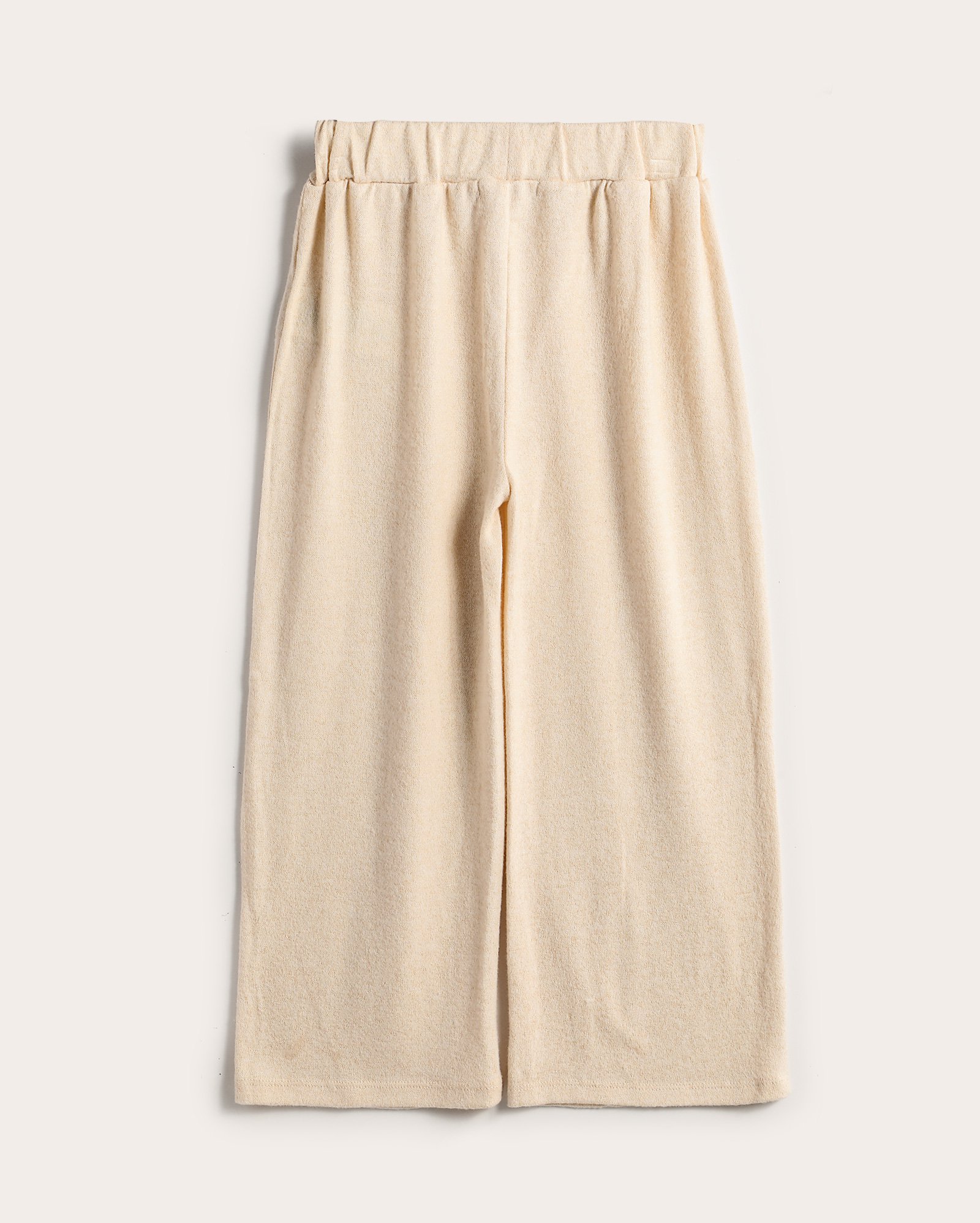 Calça infantil wide leg de tricot com pedrarias 4-10A bege | Pool Kids