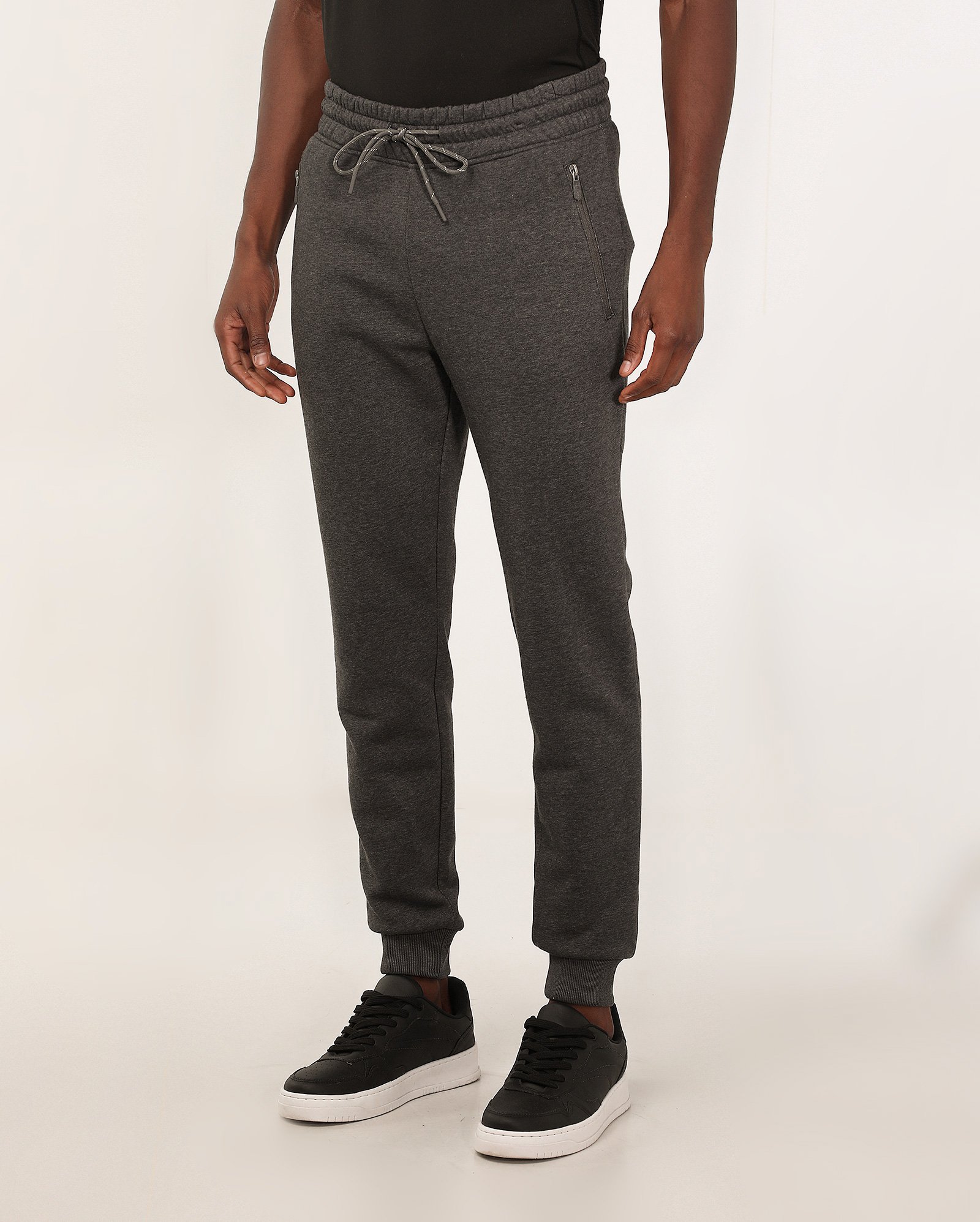 Calça de moletom esportiva masculina com com bolso zíper e felpa - Cinza Escuro | BodyWork by Riachuelo