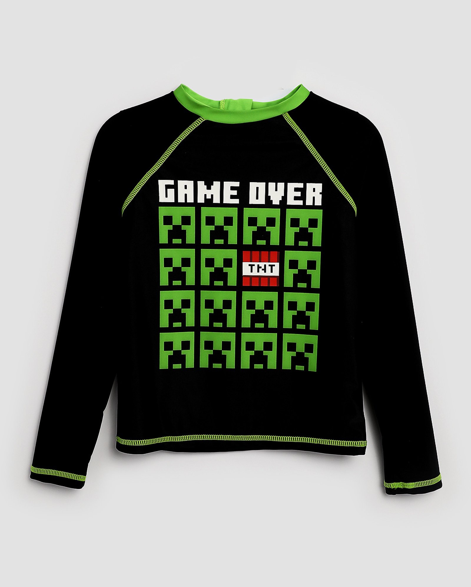 Camiseta de praia infantojuvenil game over 4-16A preta | Minecraft