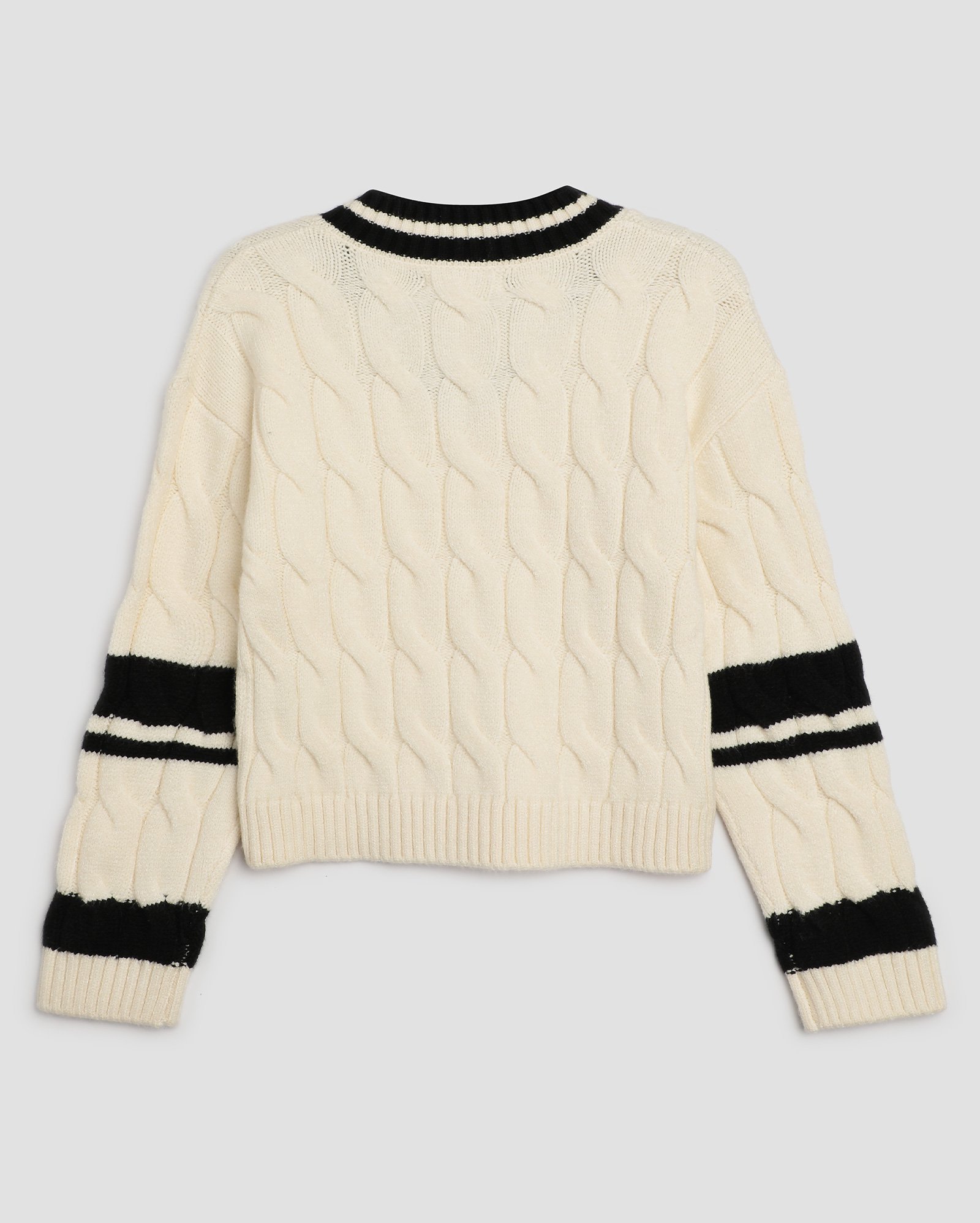Suéter infantil tricot decote v 4-10A bege | Pool Kids