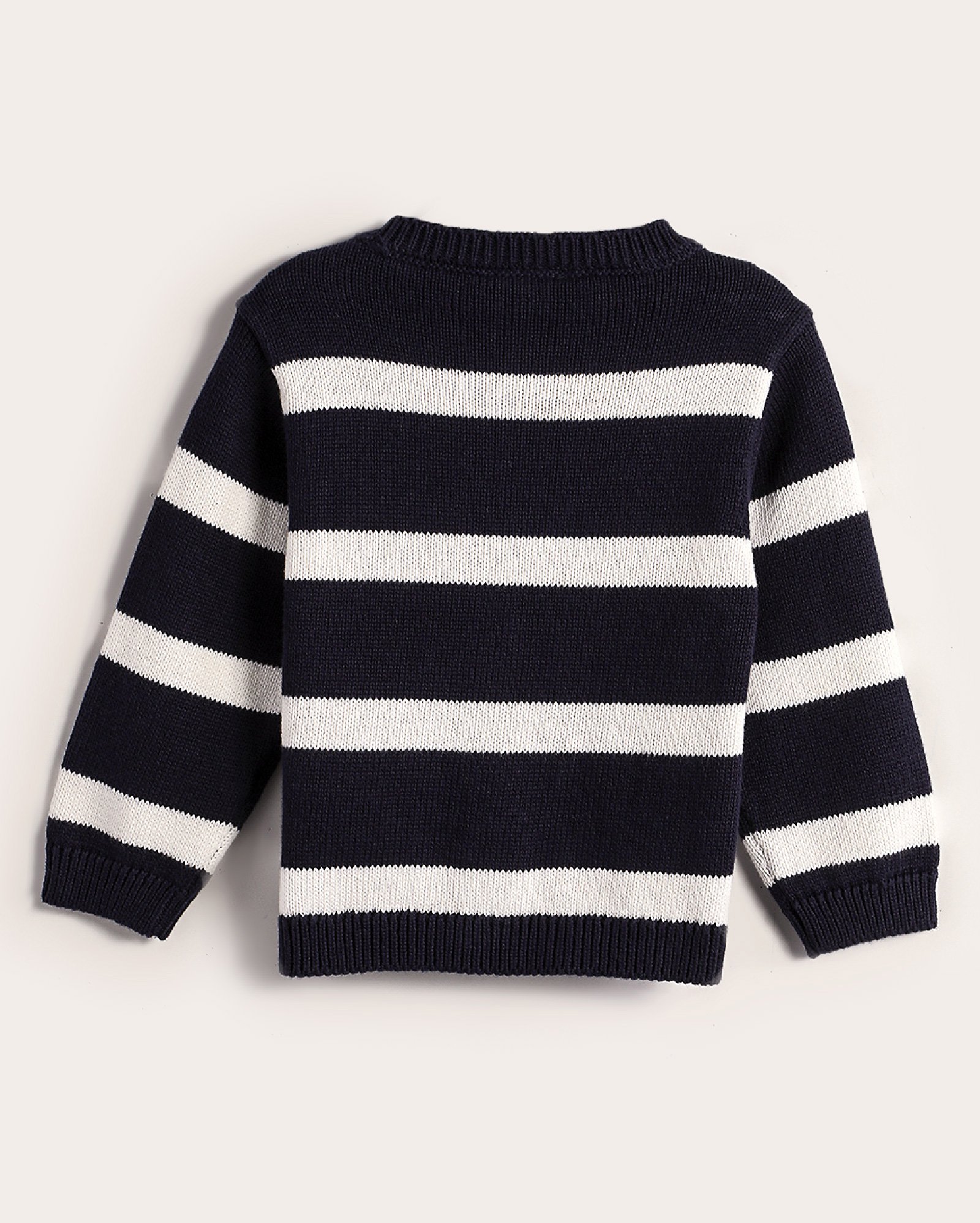 Cardigan bebê tricot listras com botões dinossauro azul | Baby Way
