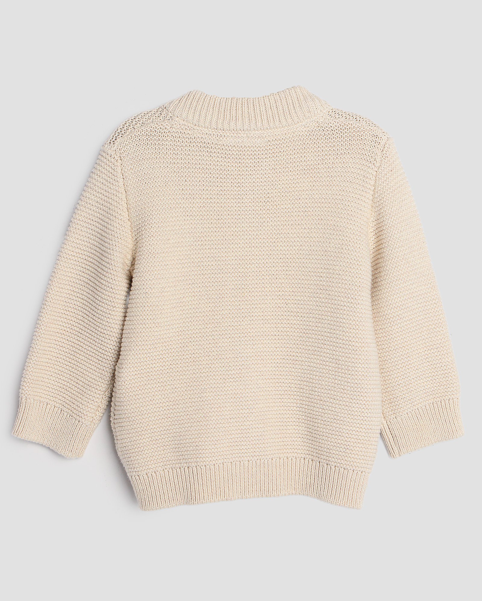 Cardigan bebê de tricot com zíper bege | Baby Way