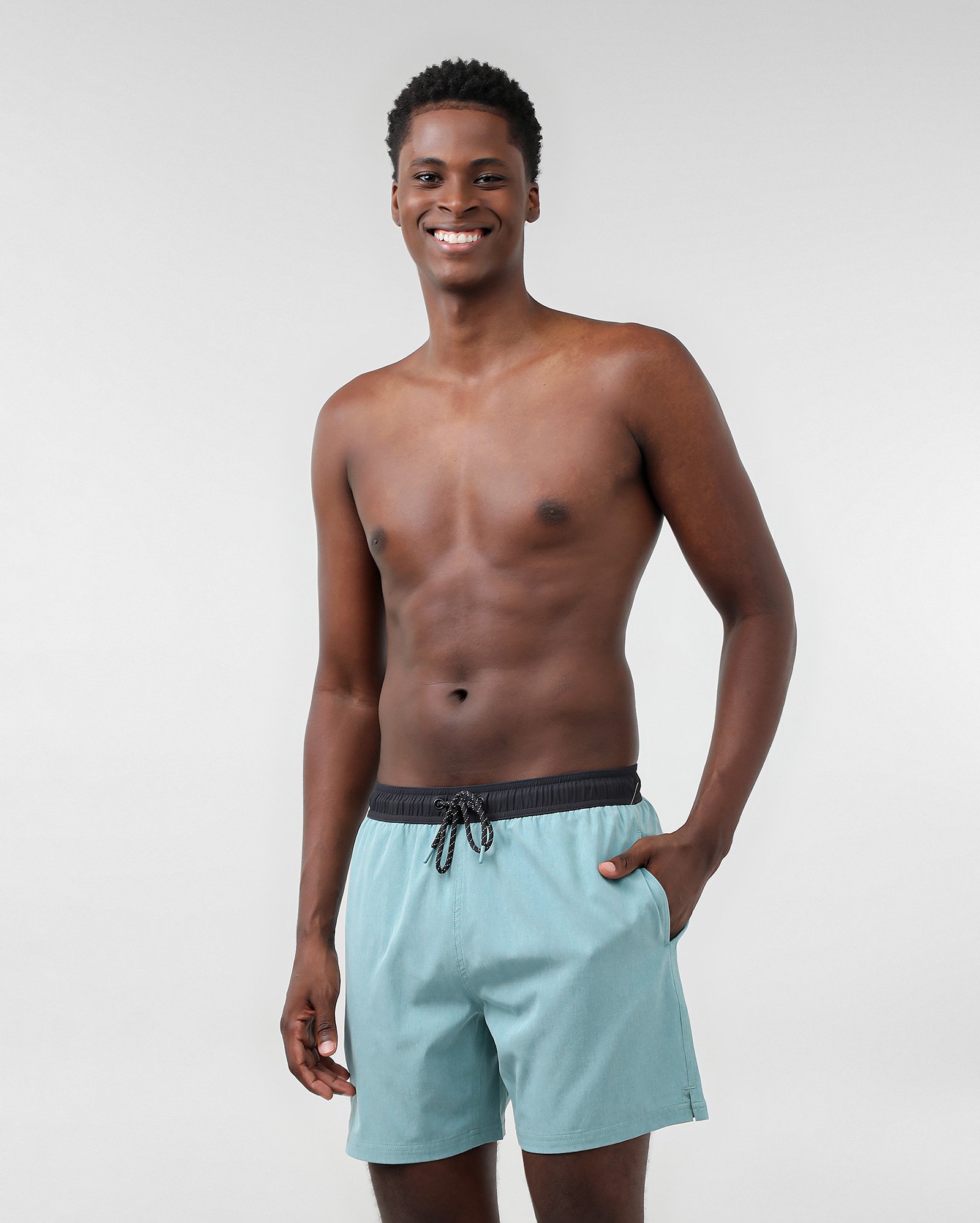 Short água masculino com amarração liso azul | Pool