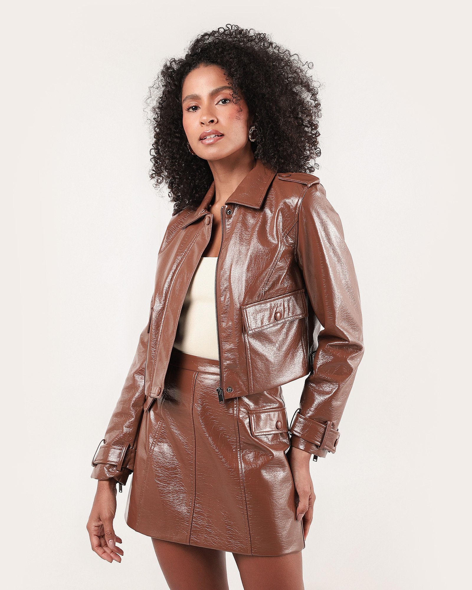 Jaqueta Couro Casaco De Frio Feminino Riachuelo Capuz Removivel