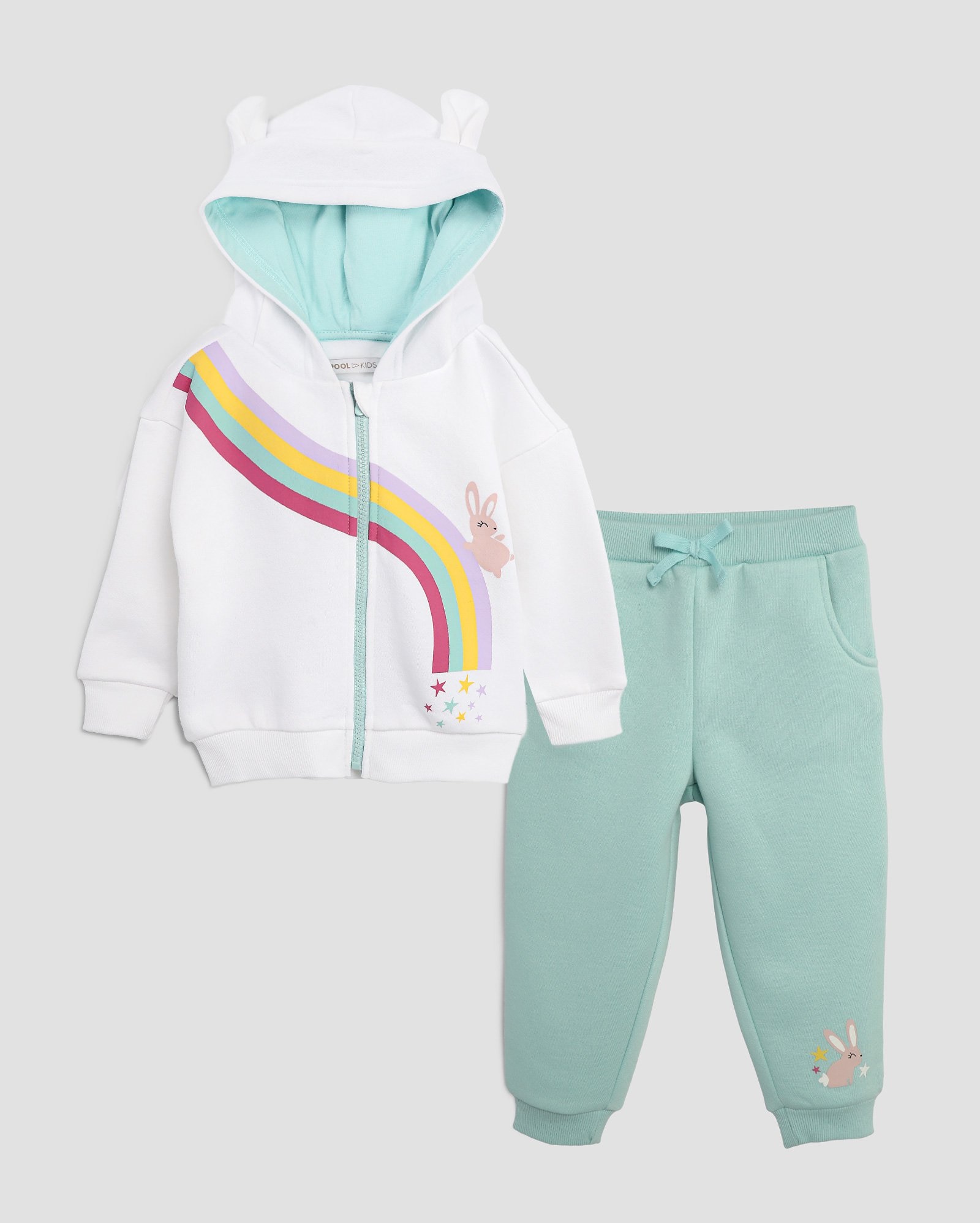 Conjunto longo de moletom infantil 2 peças coelho interativo 1-4A multicor | Pool Kids