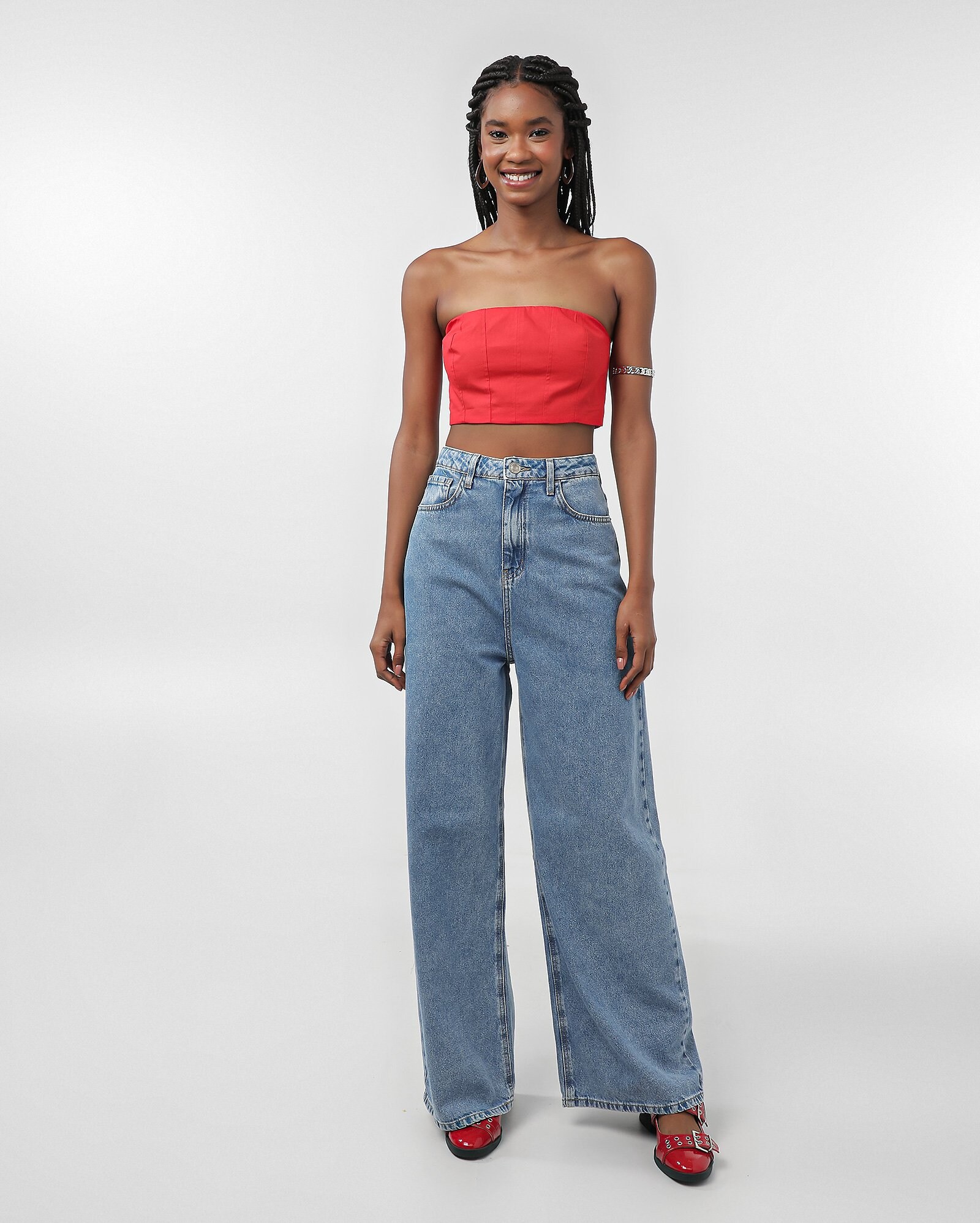 Top strapless com lastex posterior vermelho | Pool — foto 2
