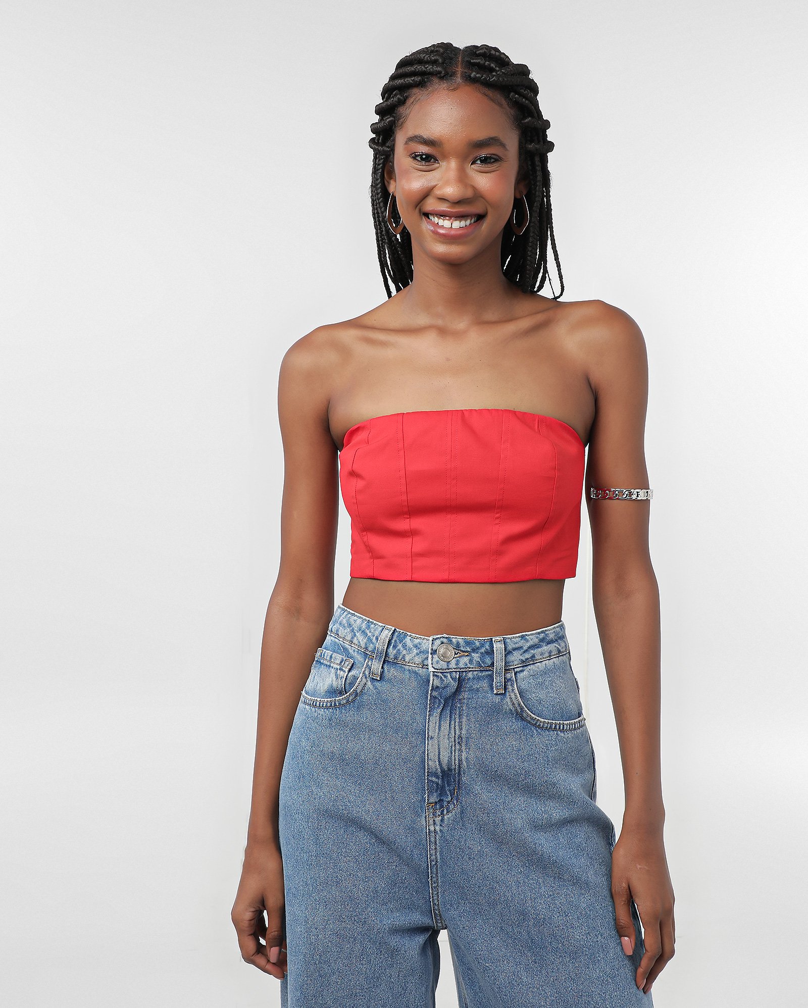Top strapless com lastex posterior vermelho | Pool — foto 5