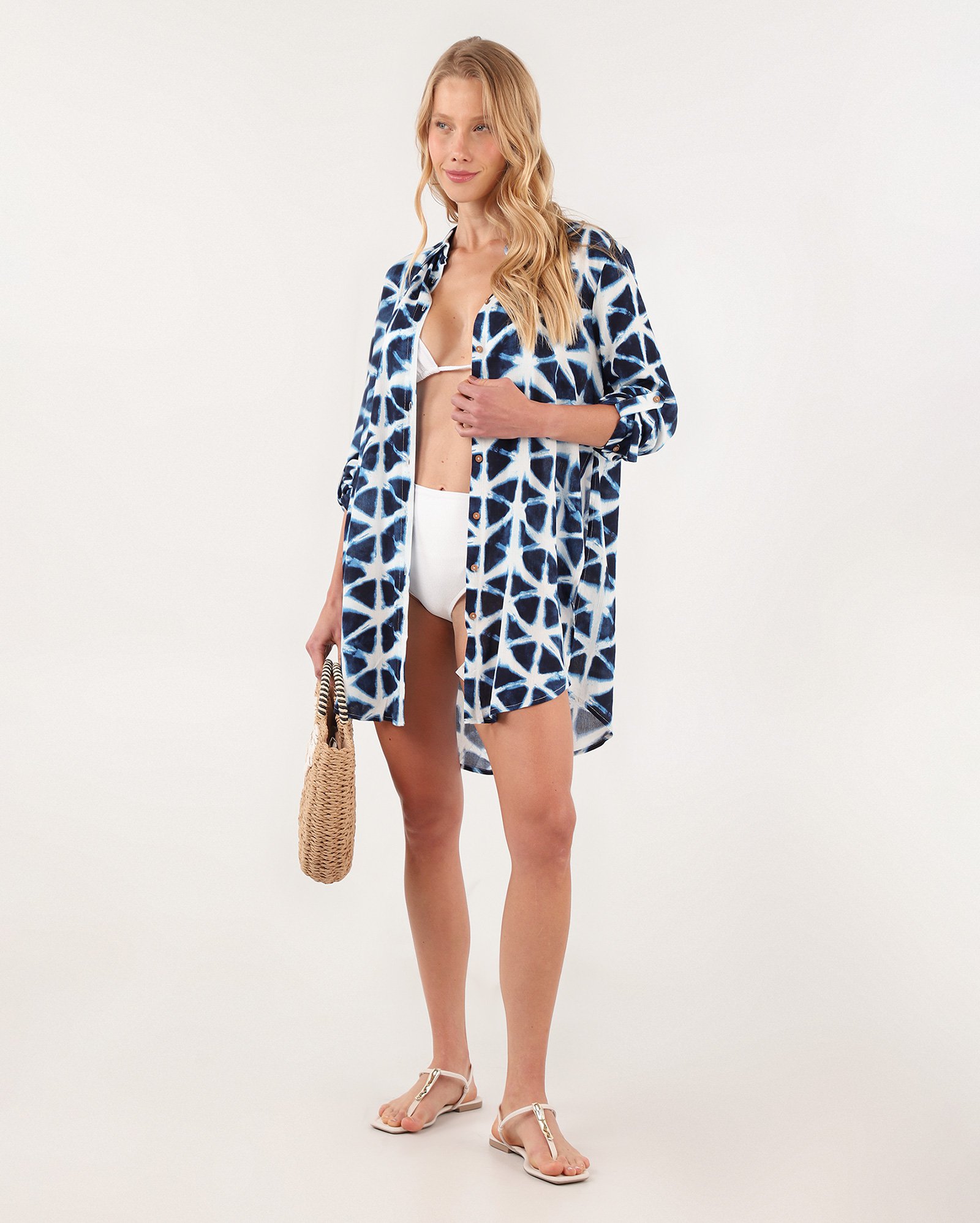 Saída de praia chemise estampa tie dye azul | Dript by Riachuelo