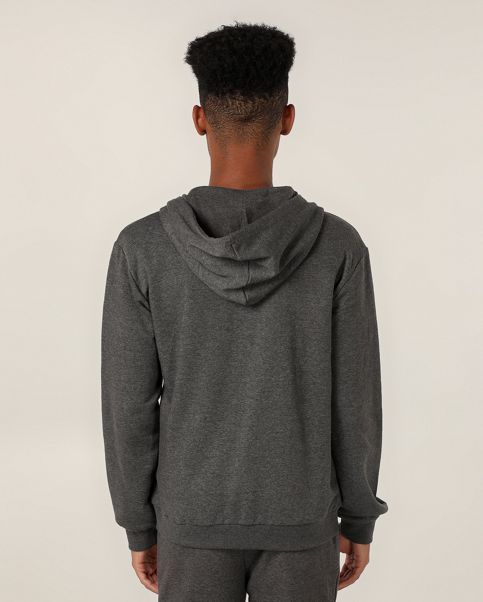 Blusa de moletom juvenil aberta com capuz e felpa - Cinza Escuro Mescla | Pool