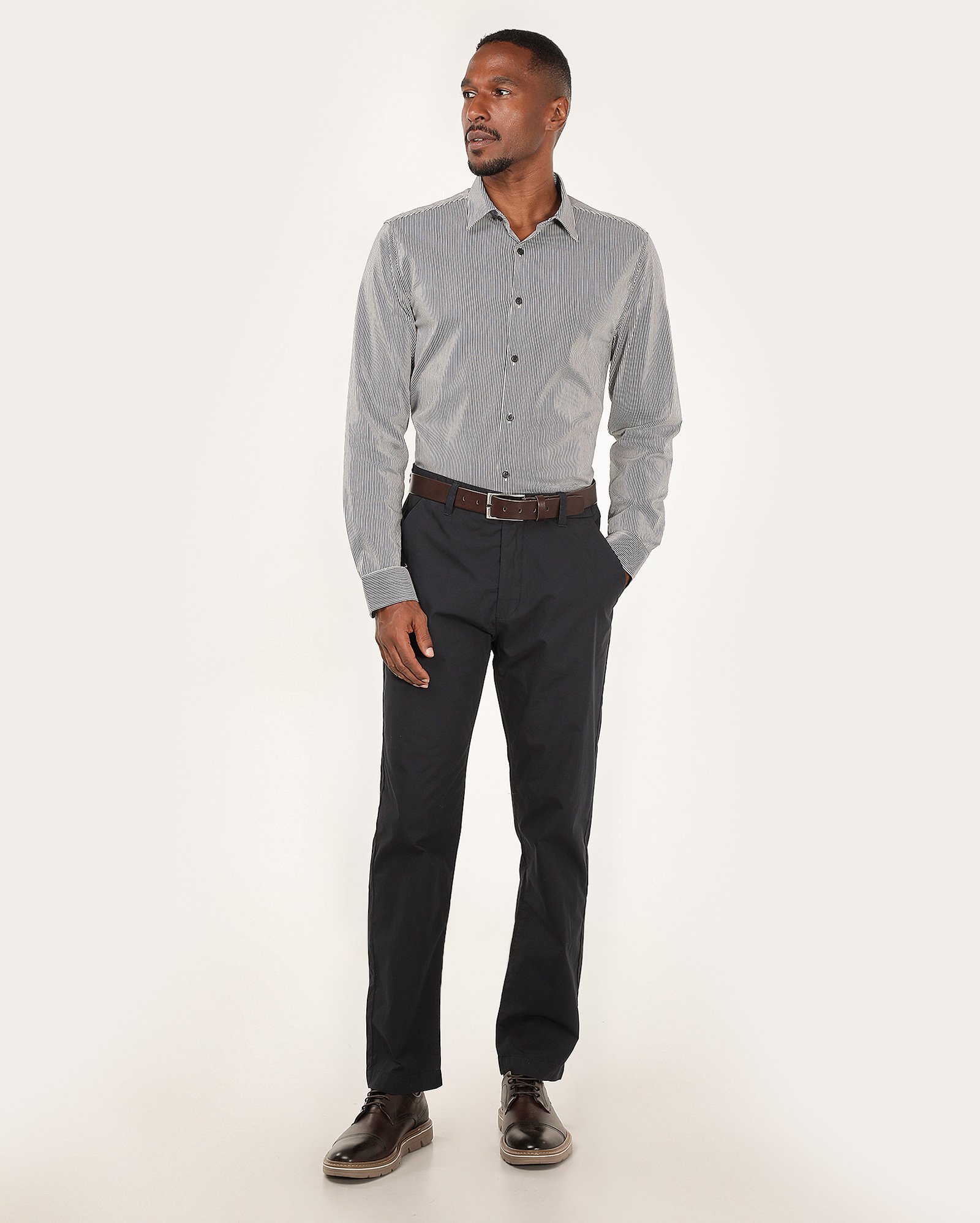 Calça masculina regular alfaiatada paper touch azul