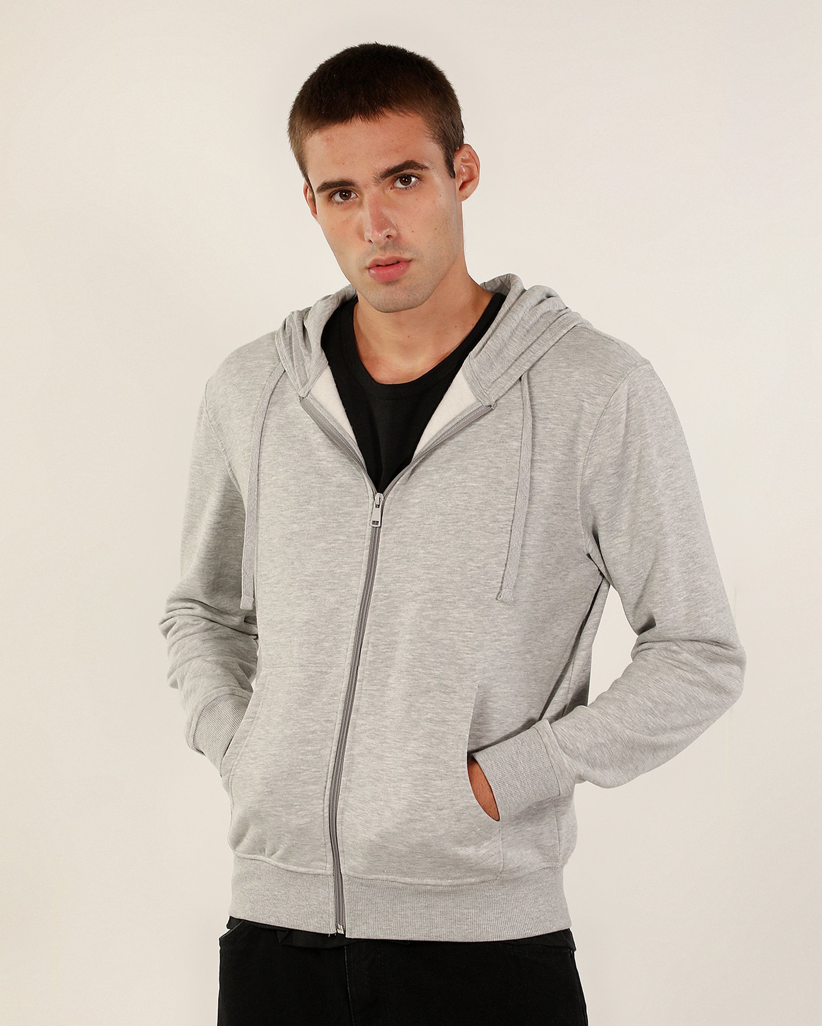 Blusa de moletom masculina regular capuz com felpa - Cinza Claro | Pool Basics