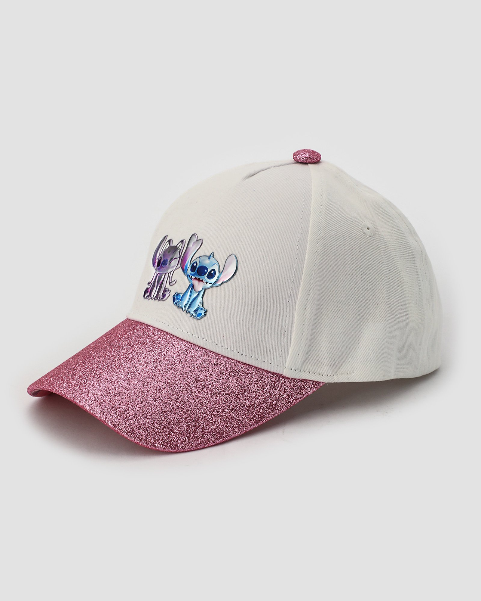 Boné infantil aba curva com brilho Lilo e Stitch branco | Disney